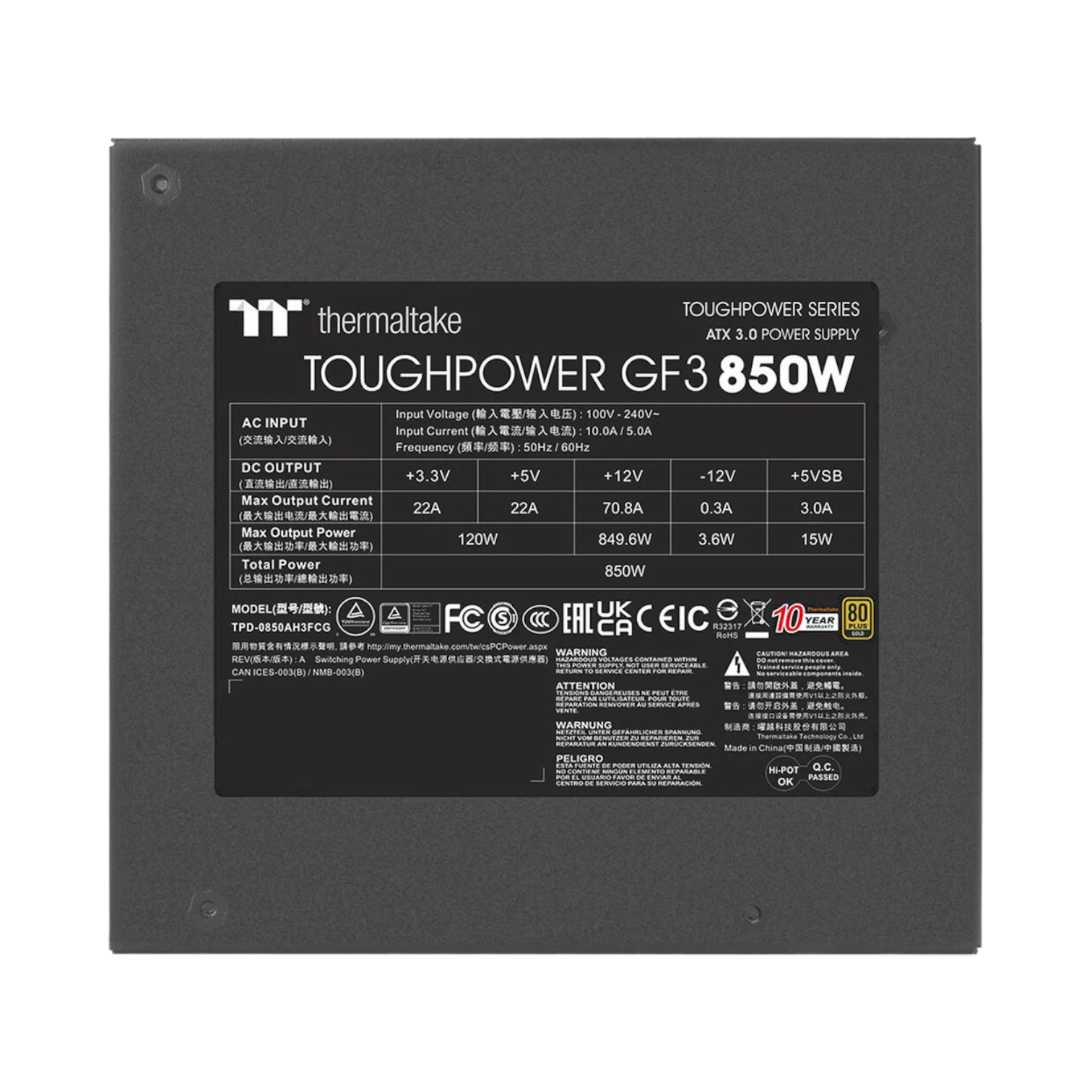 Thermaltake Toughpower GF3 850W 80 PLUS Gold Modular ATX Power Supply — Being Shipped