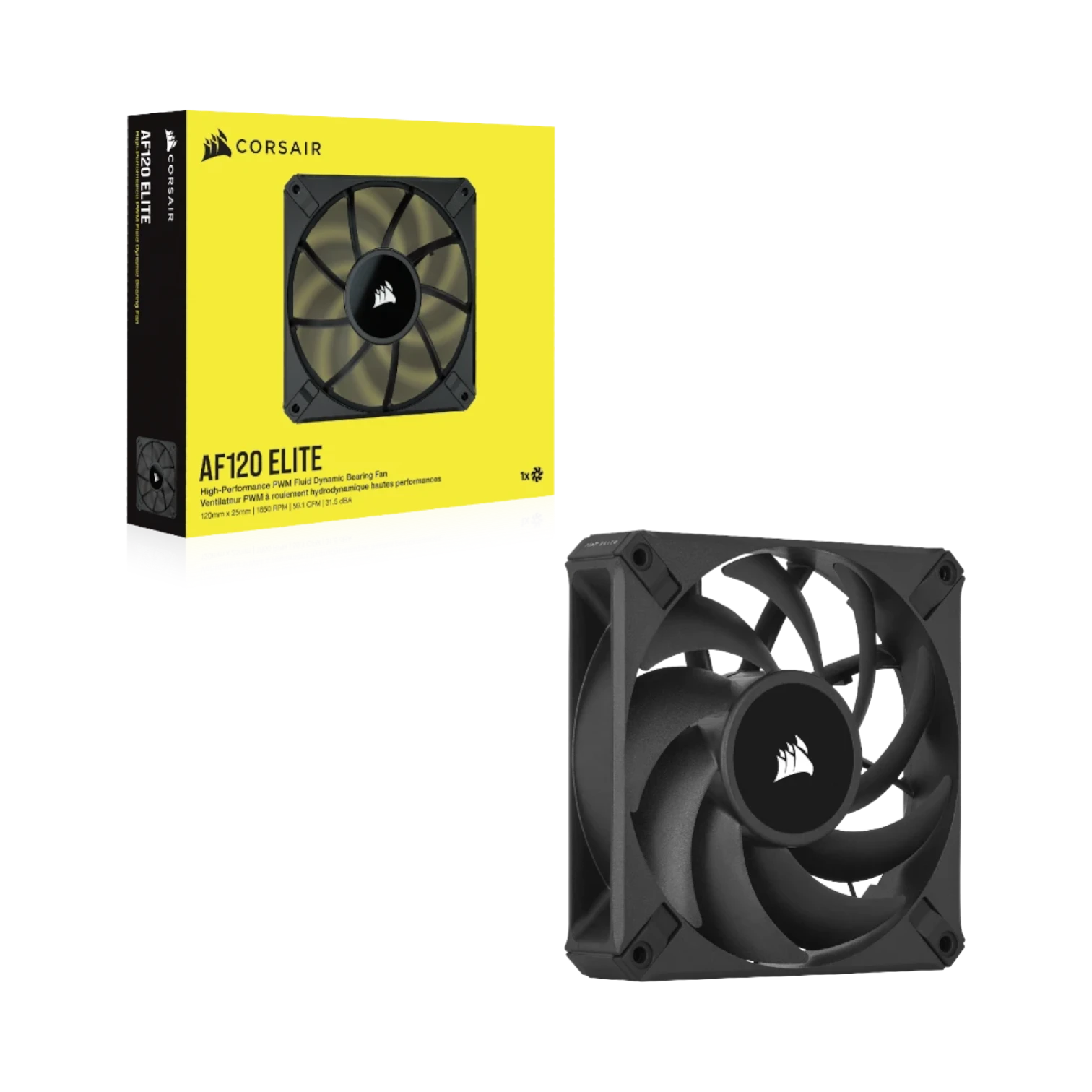 CORSAIR AF120 ELITE High-Performance 120mm PWM Fluid Dynamic Bearing Fan (Black) — Being Shipped