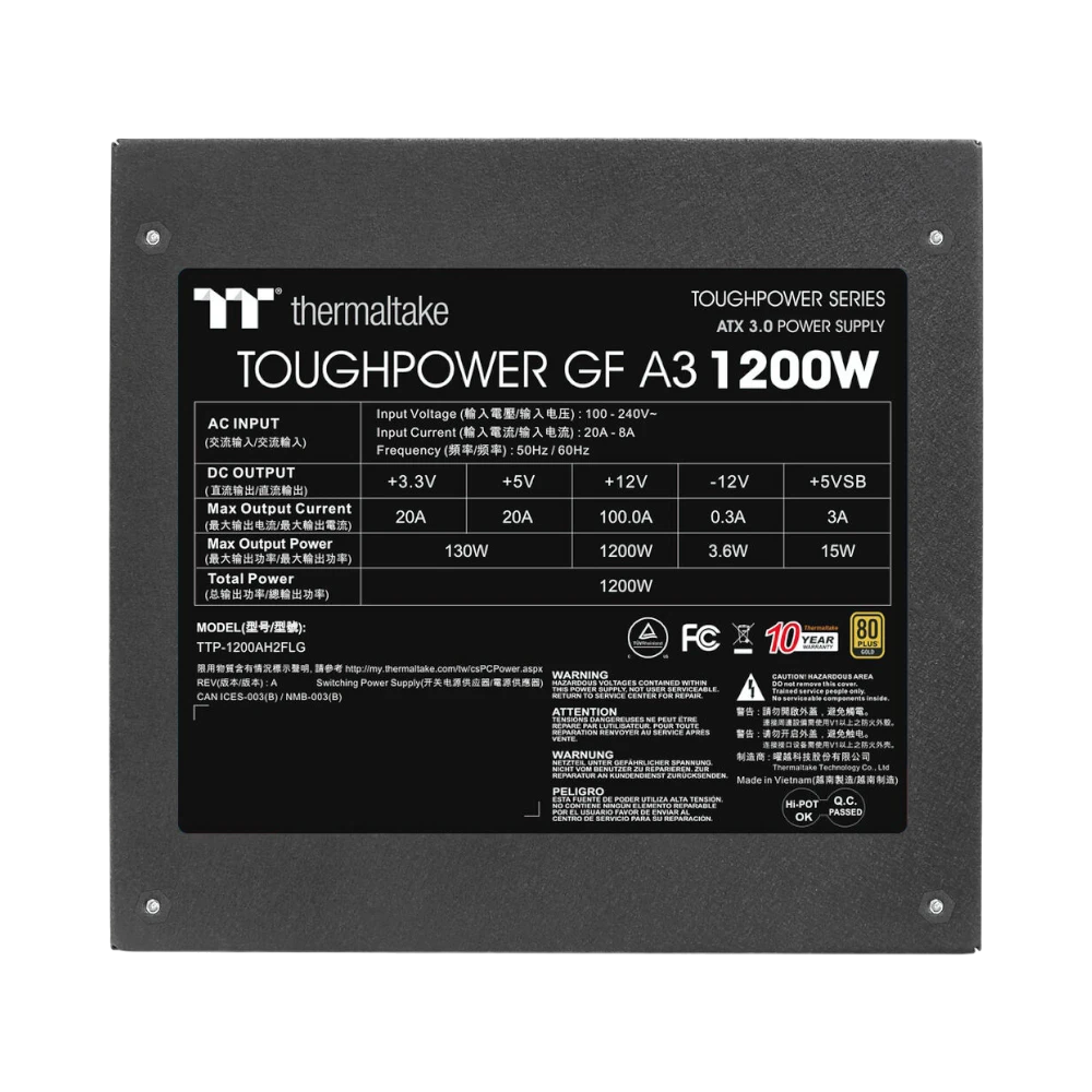 Thermaltake ToughPower GF A3 80 PLUS Gold 1200W Power Supply — Being Shipped