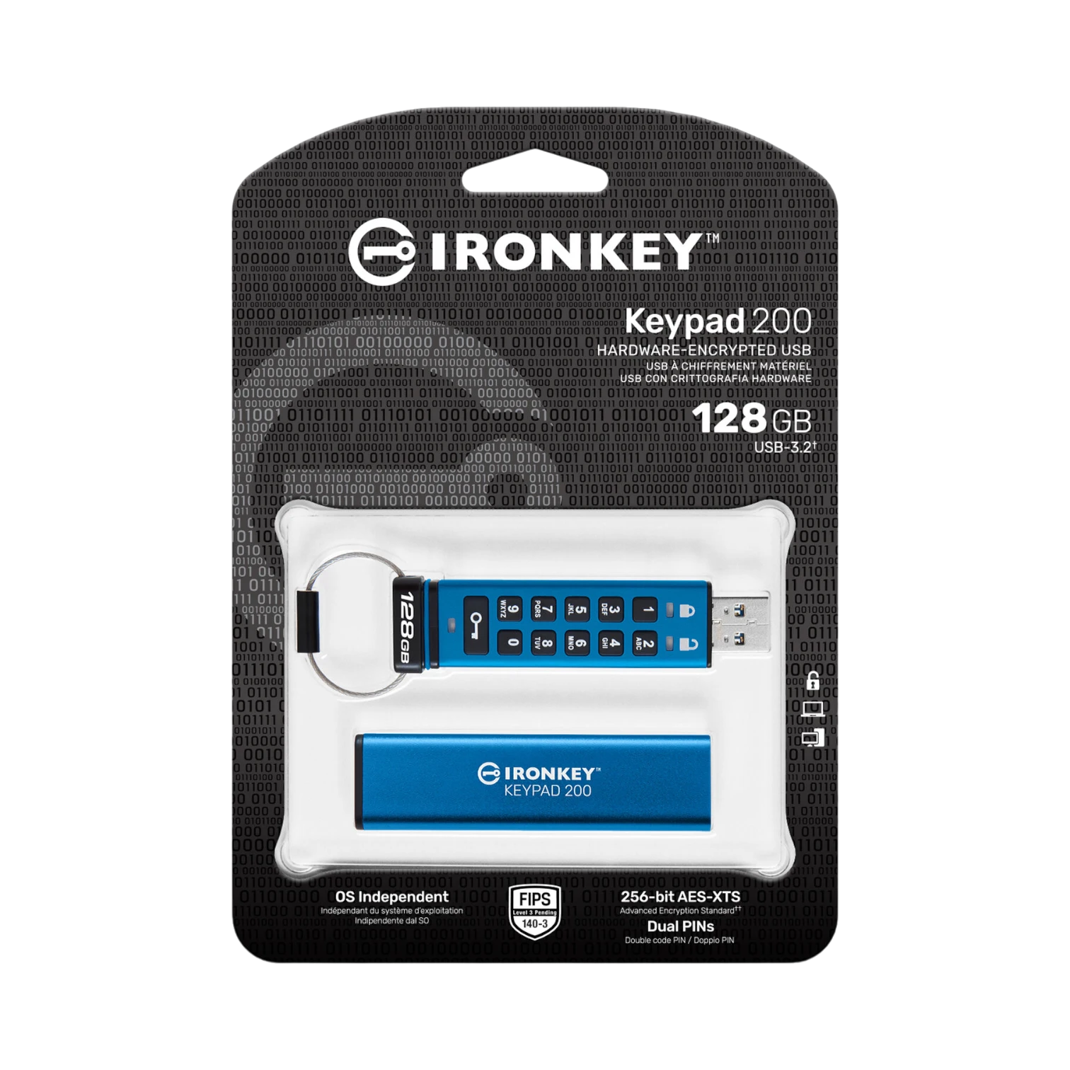 Kingston IronKey Keypad 200 USB-A 3.2 Gen 1 128GB Flash Drive — Being Shipped