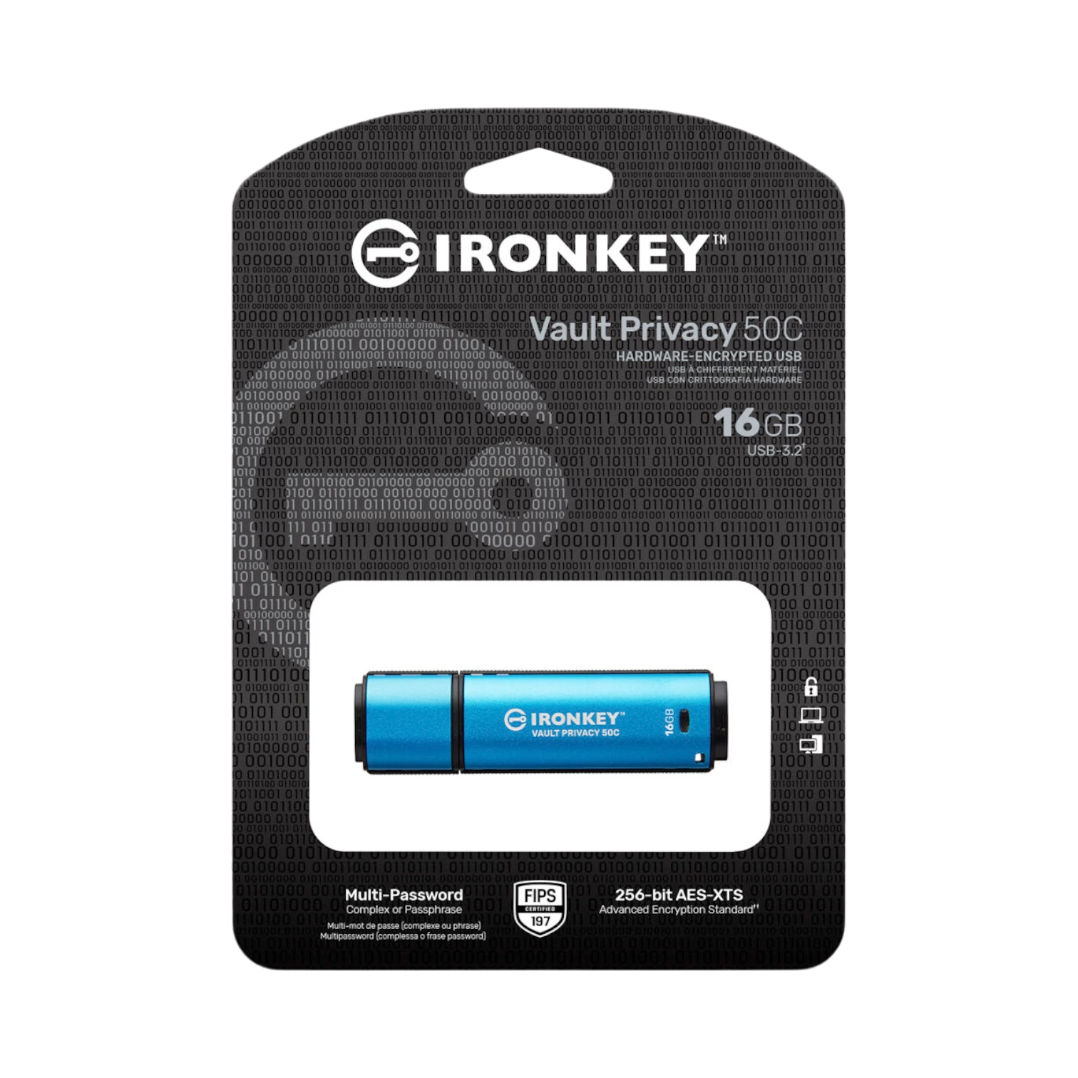 Kingston IronKey Vault Privacy 50 Series USB-C 16GB Flash Drive (Blue) — Being Shipped