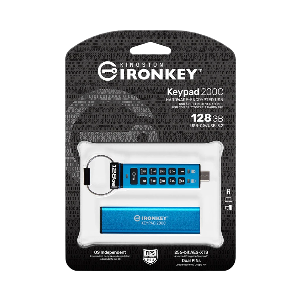 Kingston IronKey Keypad 200 USB-C 3.2 Gen 1 128GB Flash Drive — Being Shipped