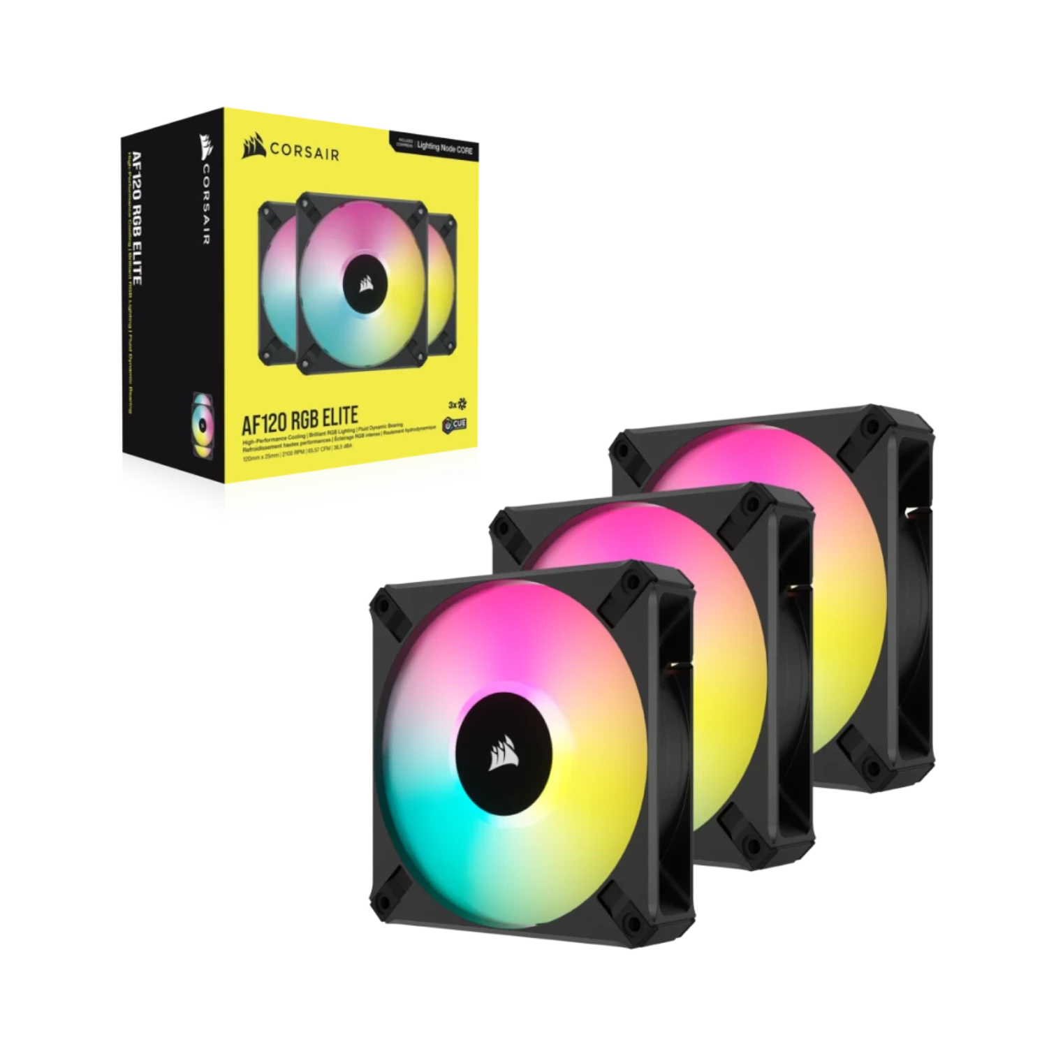 CORSAIR AF120 RGB ELITE 120mm PWM Triple Fan Kit (Black) — Being Shipped