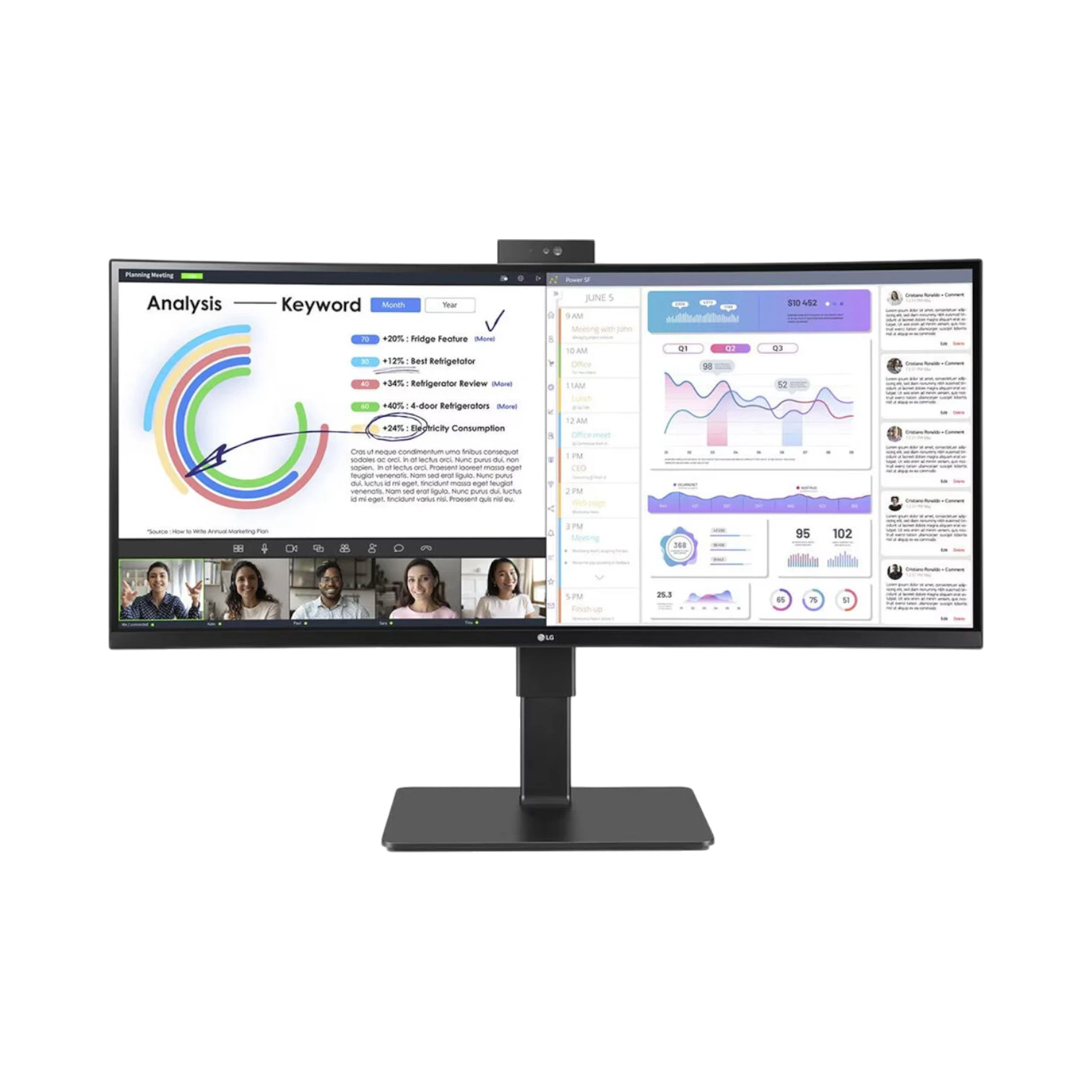 LG 34BQ77QC-B 34" WQHD UltraWide Curved Monitor with Webcam — Being Shipped