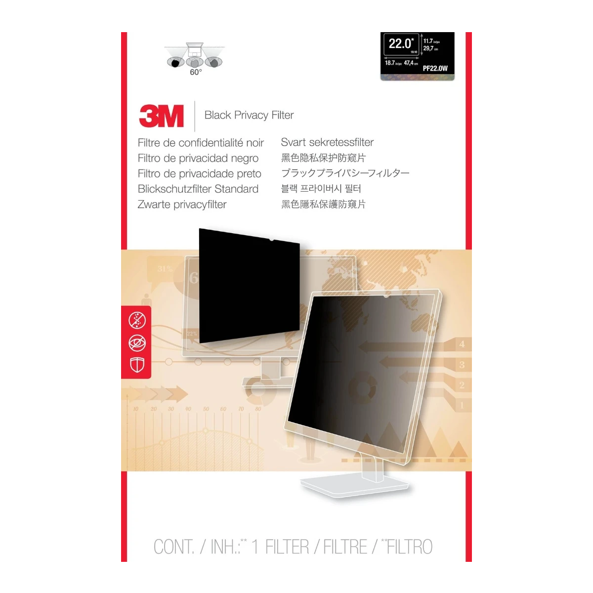 3M Privacy Filter for 22" Widescreen Monitor 16:10 — Being Shipped