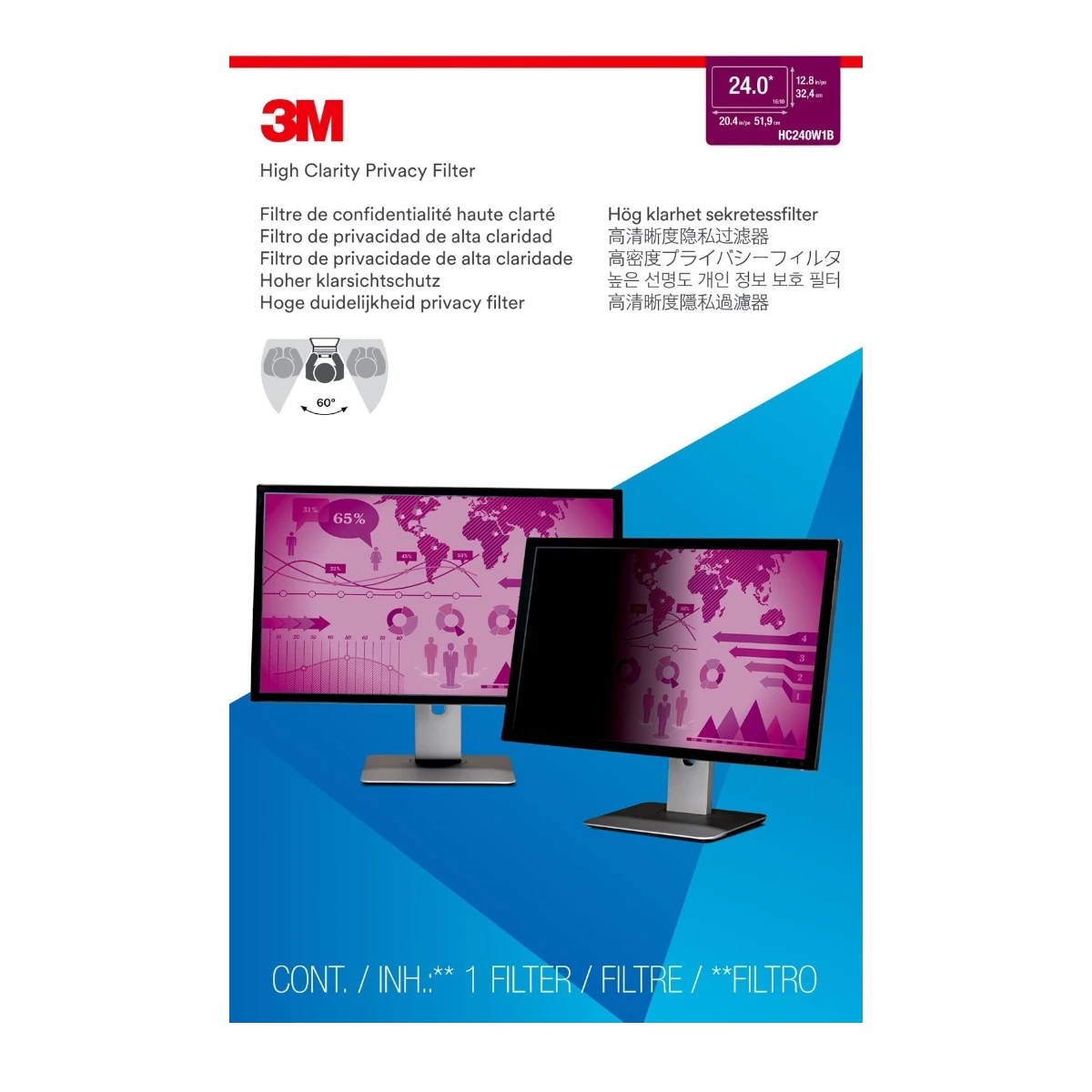 3M High Clarity Privacy Filter for 24" Widescreen Monitor 16:10 — Being Shipped