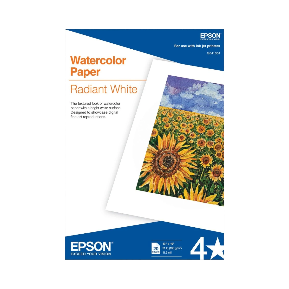 Epson Watercolor Paper Radiant White (13 x 19", 20 Sheets) — Being Shipped