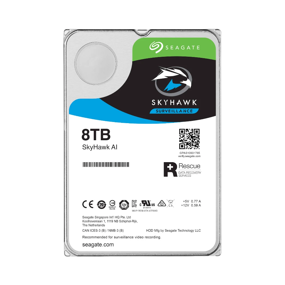 Seagate SkyHawk AI 8TB 3.5" 7200 RPM SATA III 6 Gb/s Surveillance HDD — Being Shipped