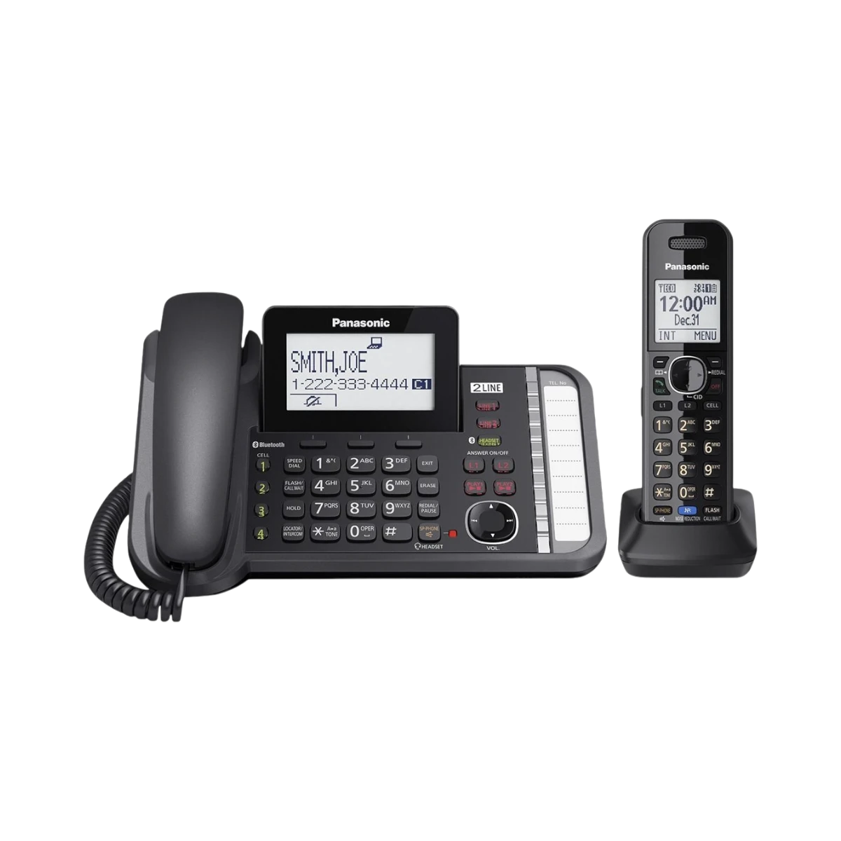 Panasonic Link2Cell KX-TG9581B 2-Line DECT 6.0 Corded Phone with Cordless Handset — Being Shipped