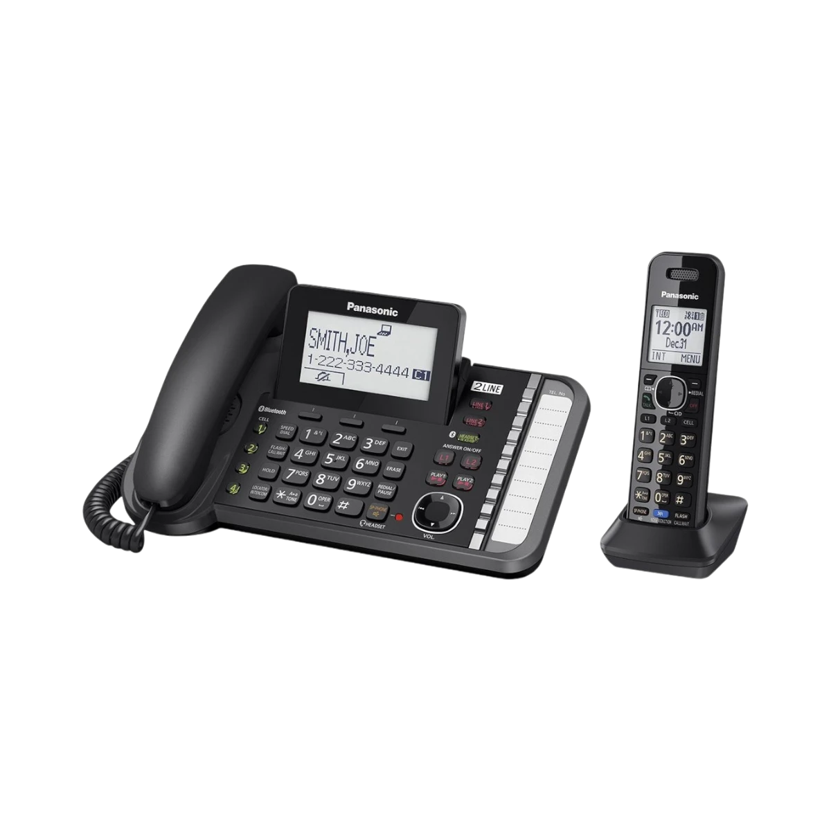 Panasonic Link2Cell KX-TG9581B 2-Line DECT 6.0 Corded Phone with Cordless Handset — Being Shipped