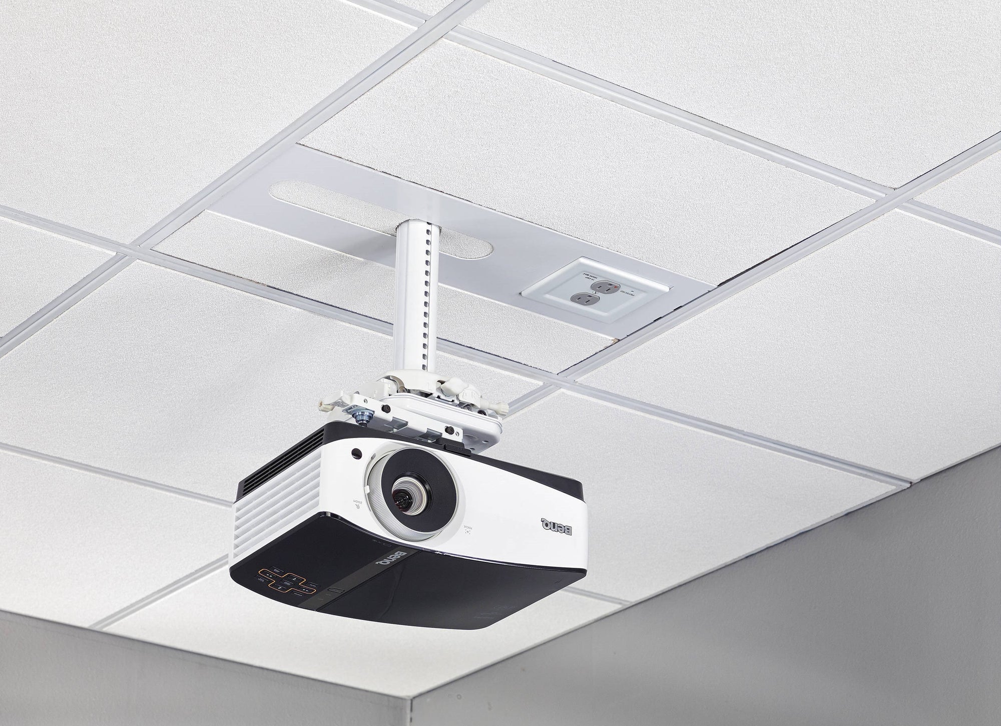 Chief Suspended Ceiling Projector System with 2-Gang Filter & Surge (White) — Being Shipped