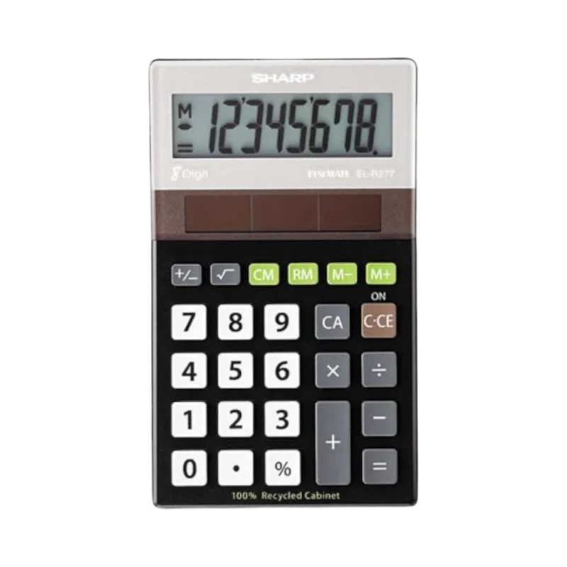 Sharp 8-Digit Solar Handheld Calculator Recycled Material — Being Shipped