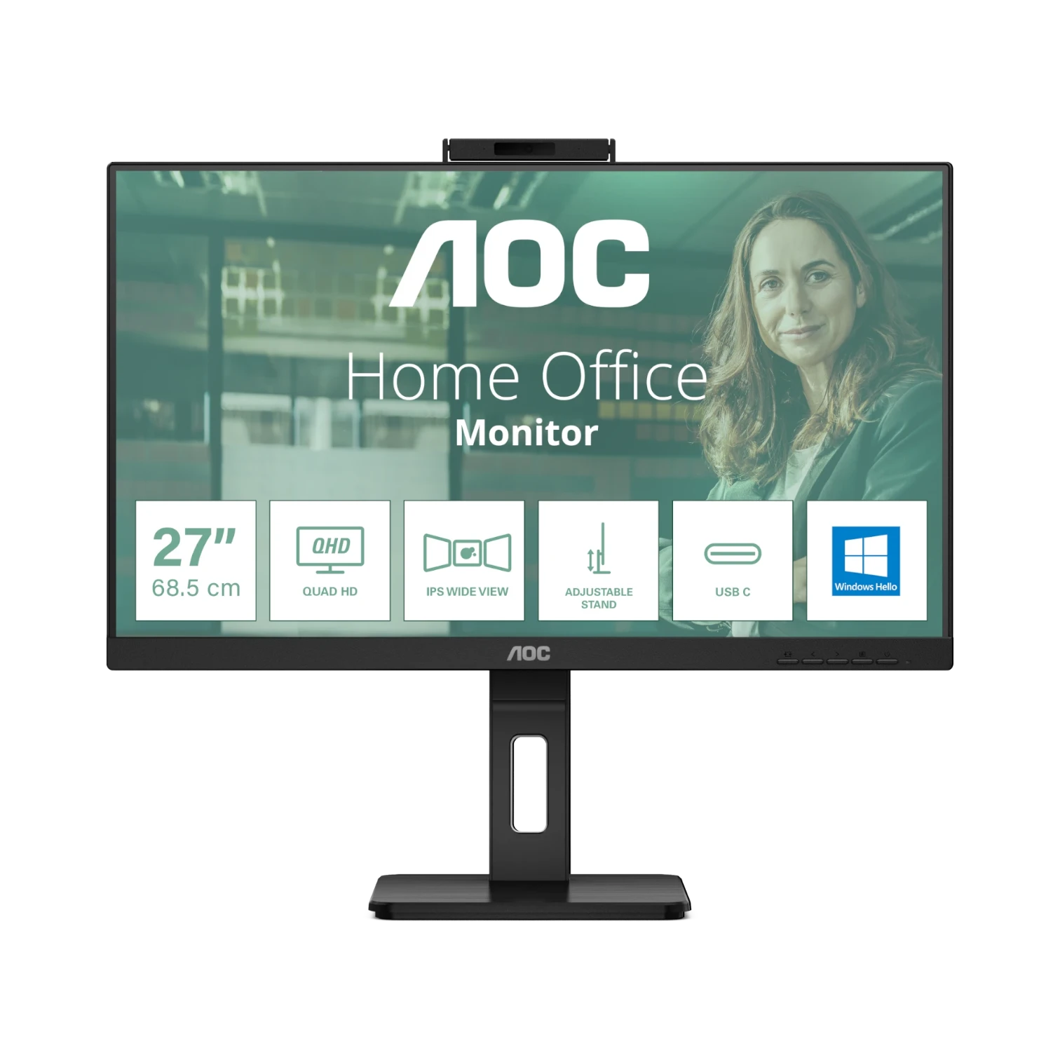 AOC Q27P3CW 27" QHD Monitor with Webcam — Being Shipped