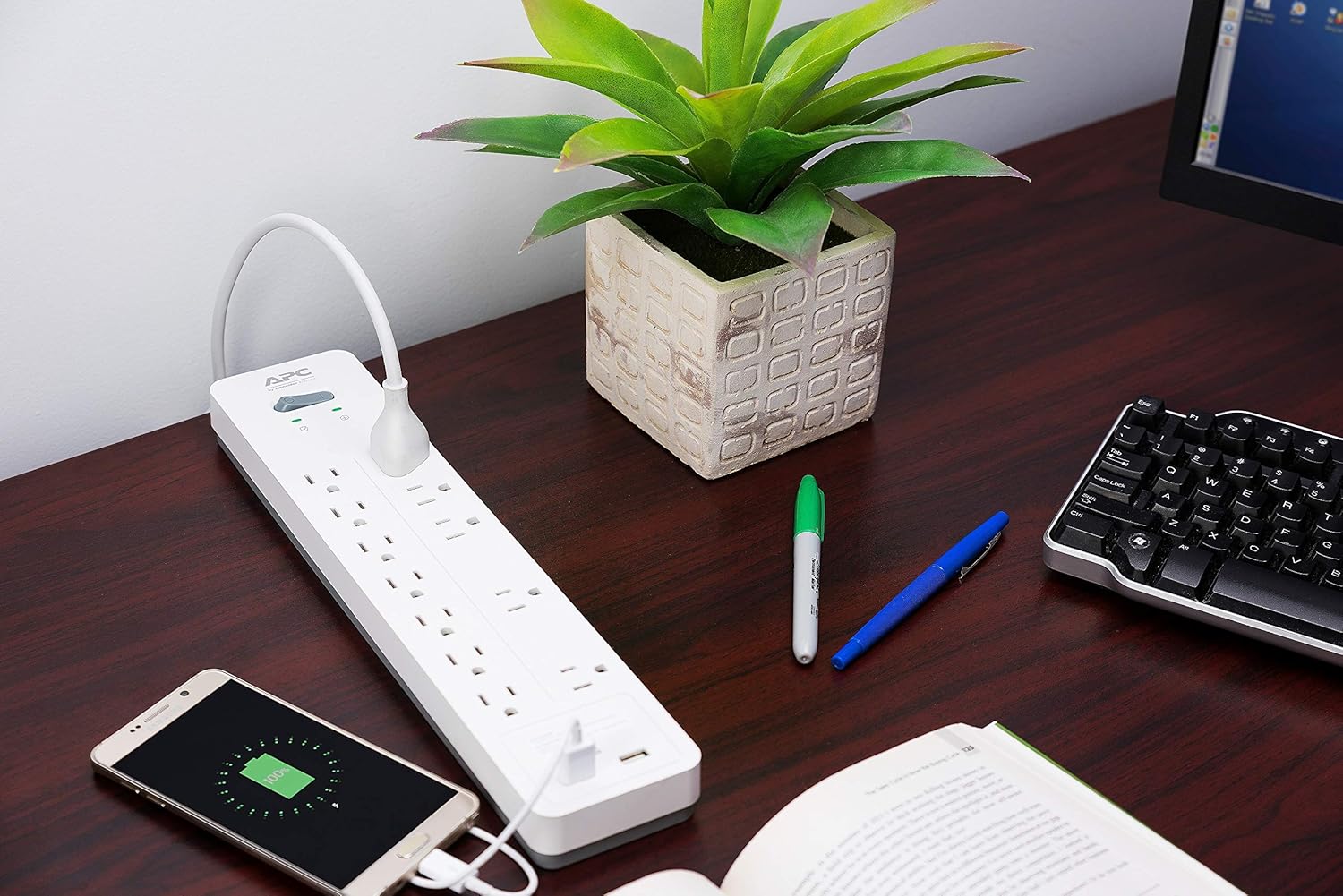 APC 12-Outlet Surge Protector with USB Charging (White) — Being Shipped