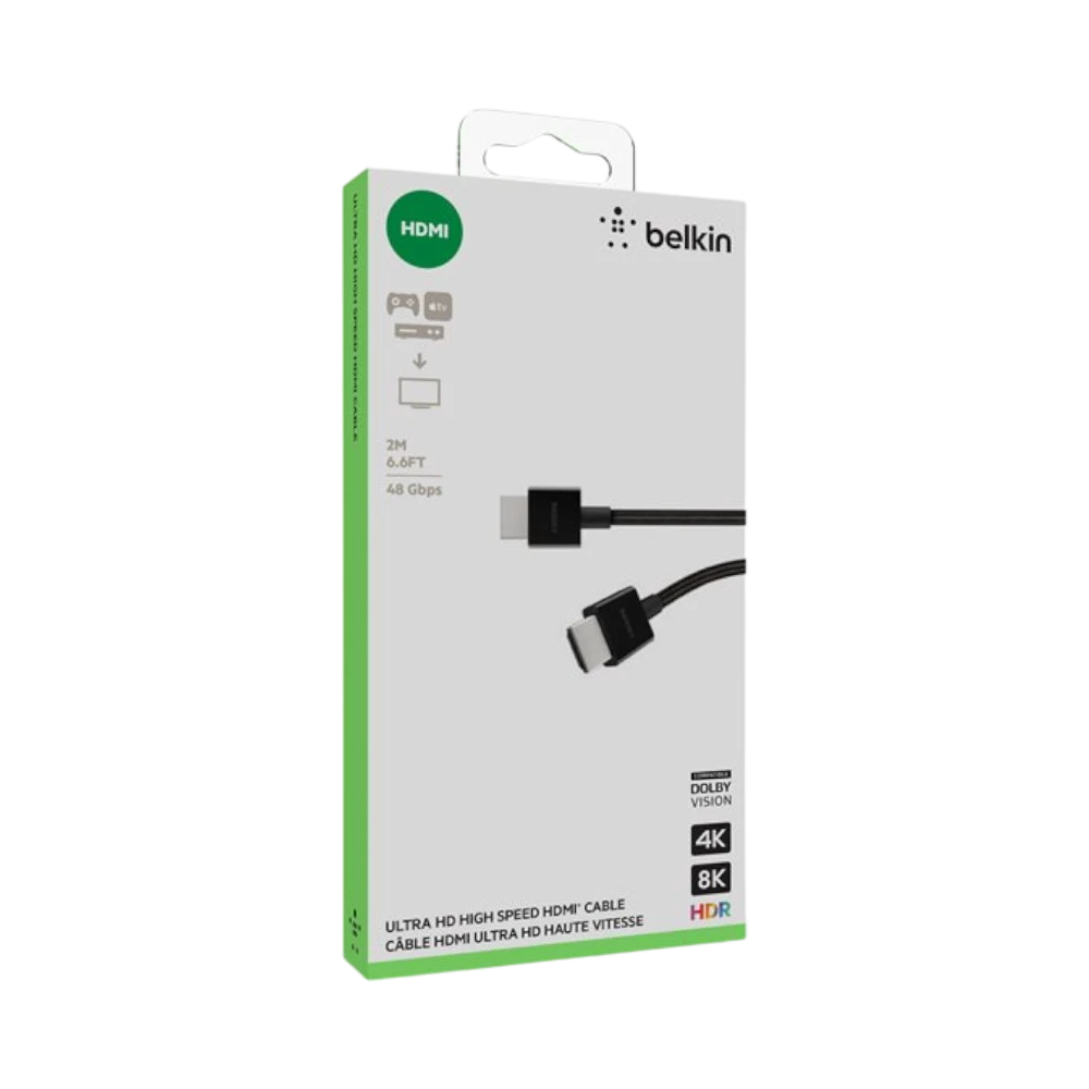 Belkin Ultra HD HDMI 2.1 Braided Cable 6.6ft (Black) — Being Shipped