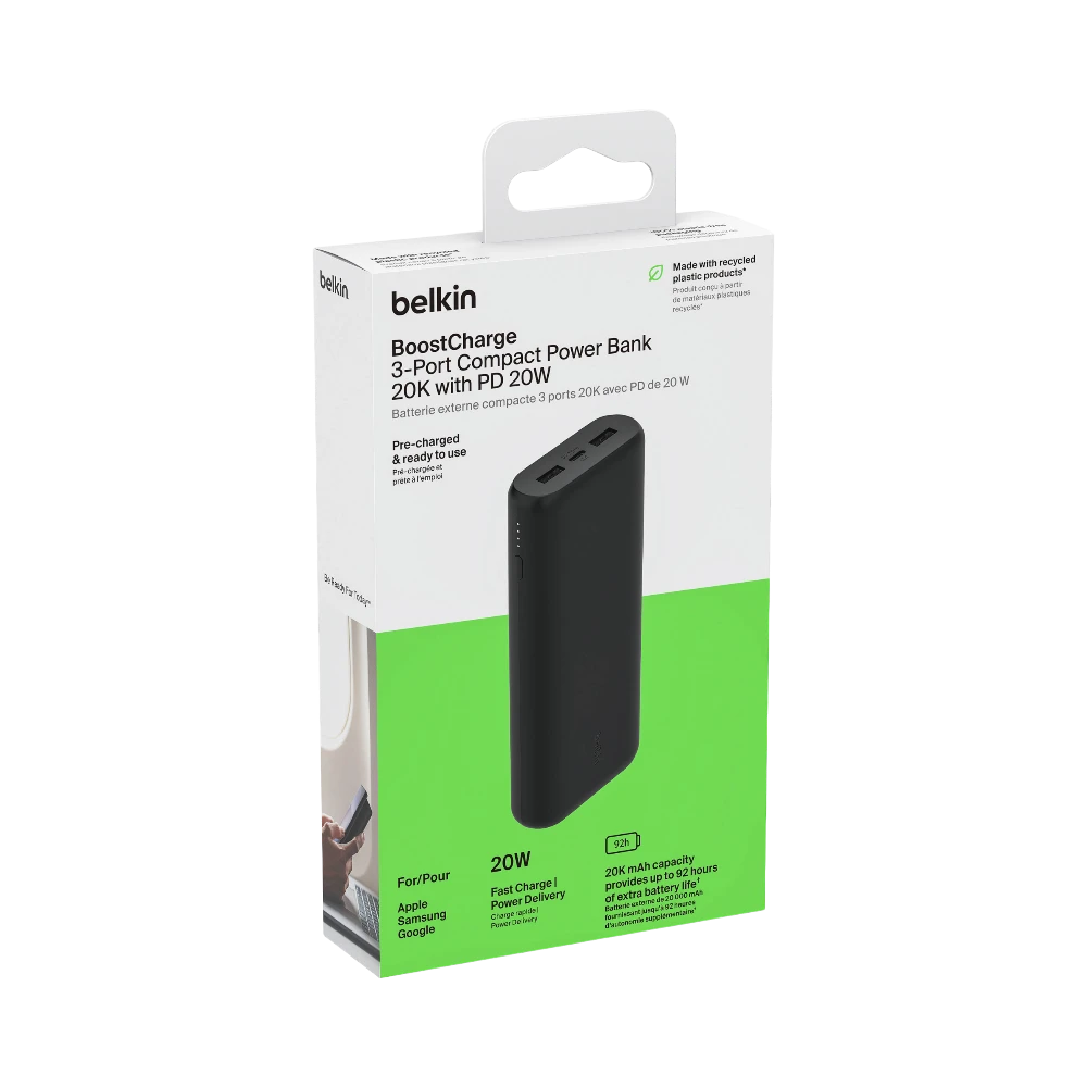 Belkin BoostCharge 3-Port 20,000mAh Power Bank with 20W PD — Being Shipped