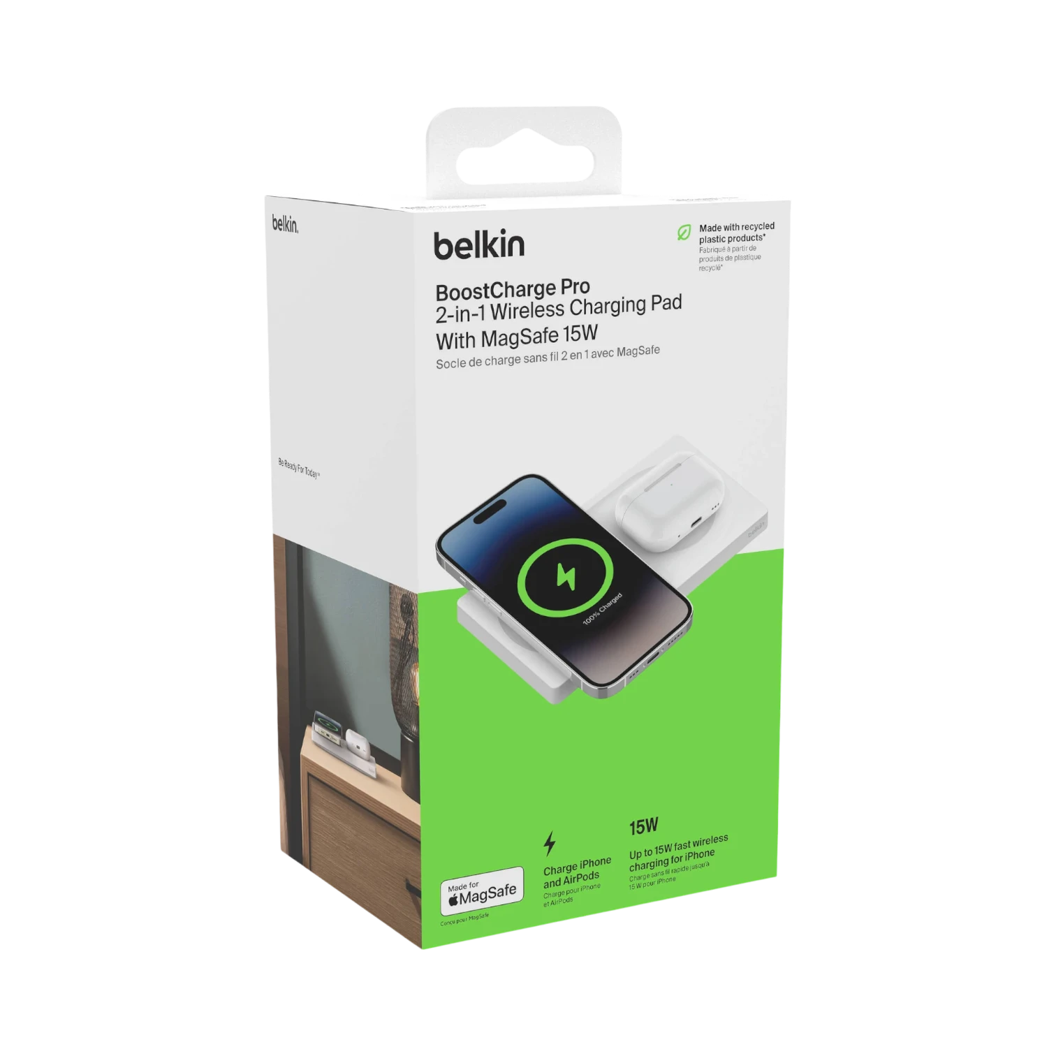 Belkin BoostCharge Pro 2-in-1 20W Wireless Charging Pad (White) — Being Shipped