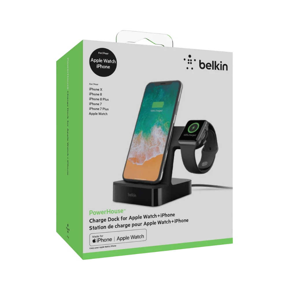 Belkin PowerHouse 2-in-1 Charging Dock for iPhone & Apple Watch (Black) — Being Shipped