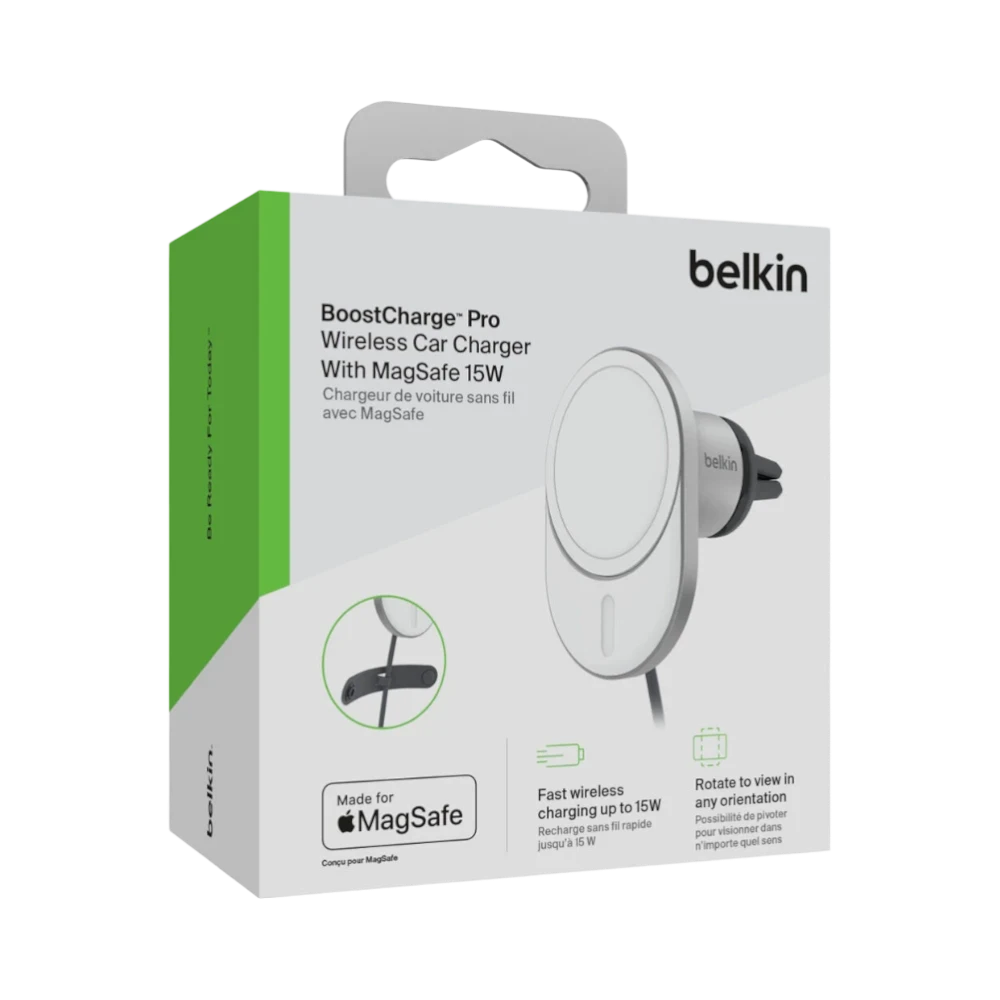 Belkin BoostCharge Pro Wireless MagSafe Car Charger Mount (Silver) — Being Shipped