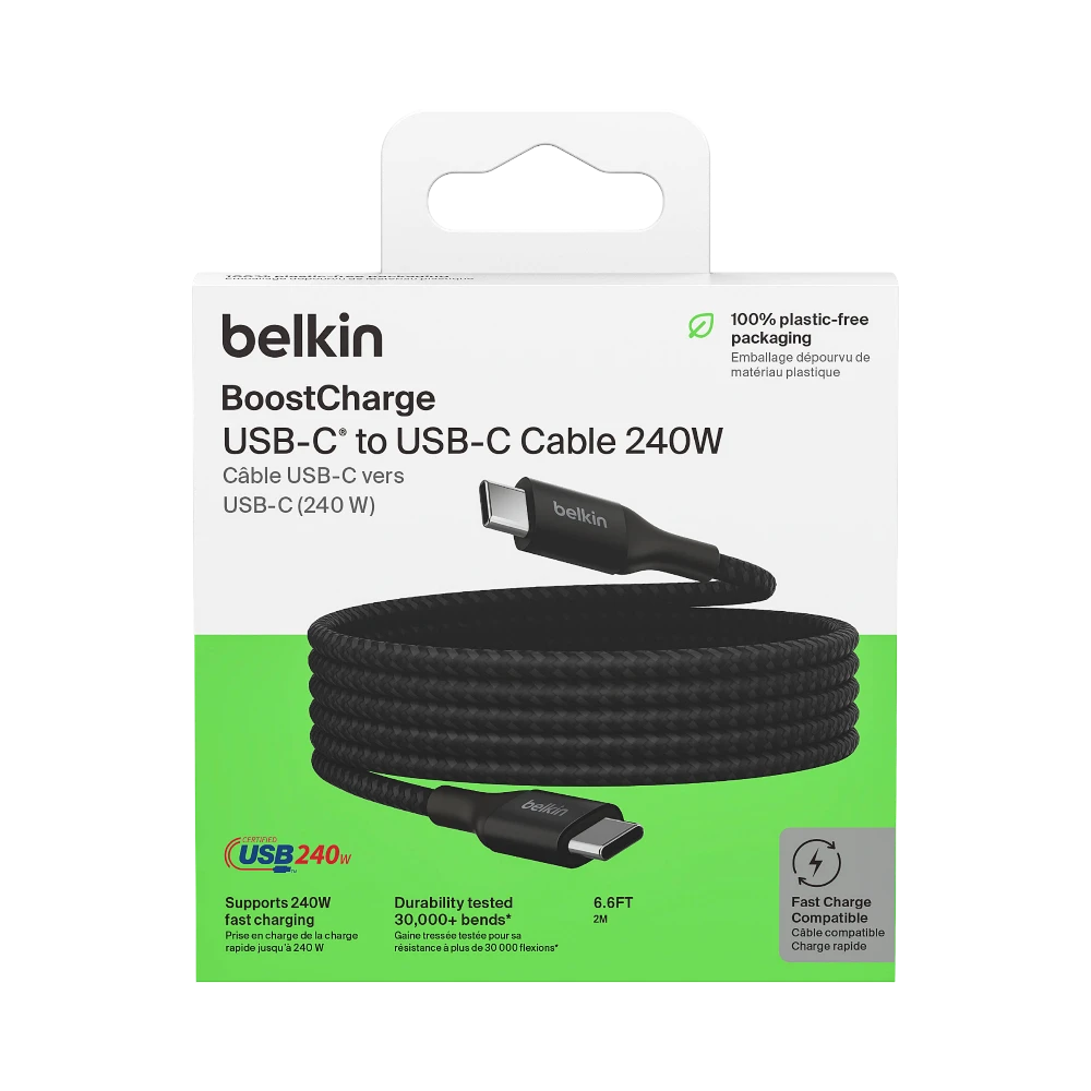 Belkin BoostCharge 240W USB-C Cable 6.6ft (Black) — Being Shipped