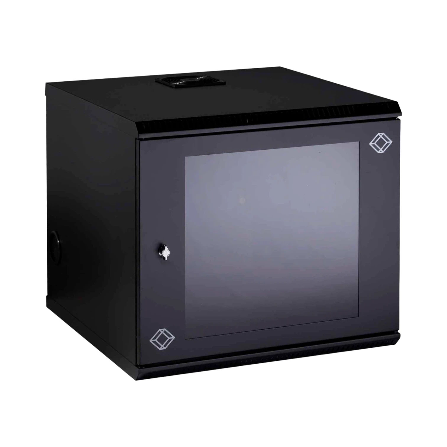 Black Box Wallmount Cabinet 10U with M6 Rails & Fan (Black) — Being Shipped