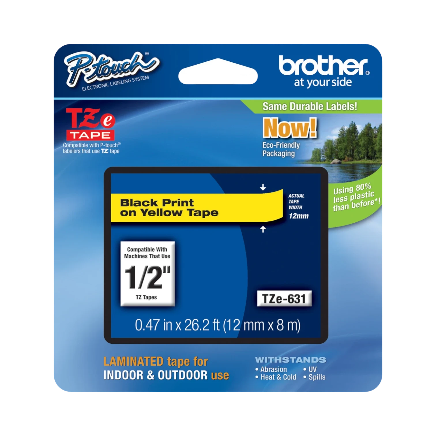 Brother TZ-631 1/2" Black on Yellow Labeling Tape — Being Shipped