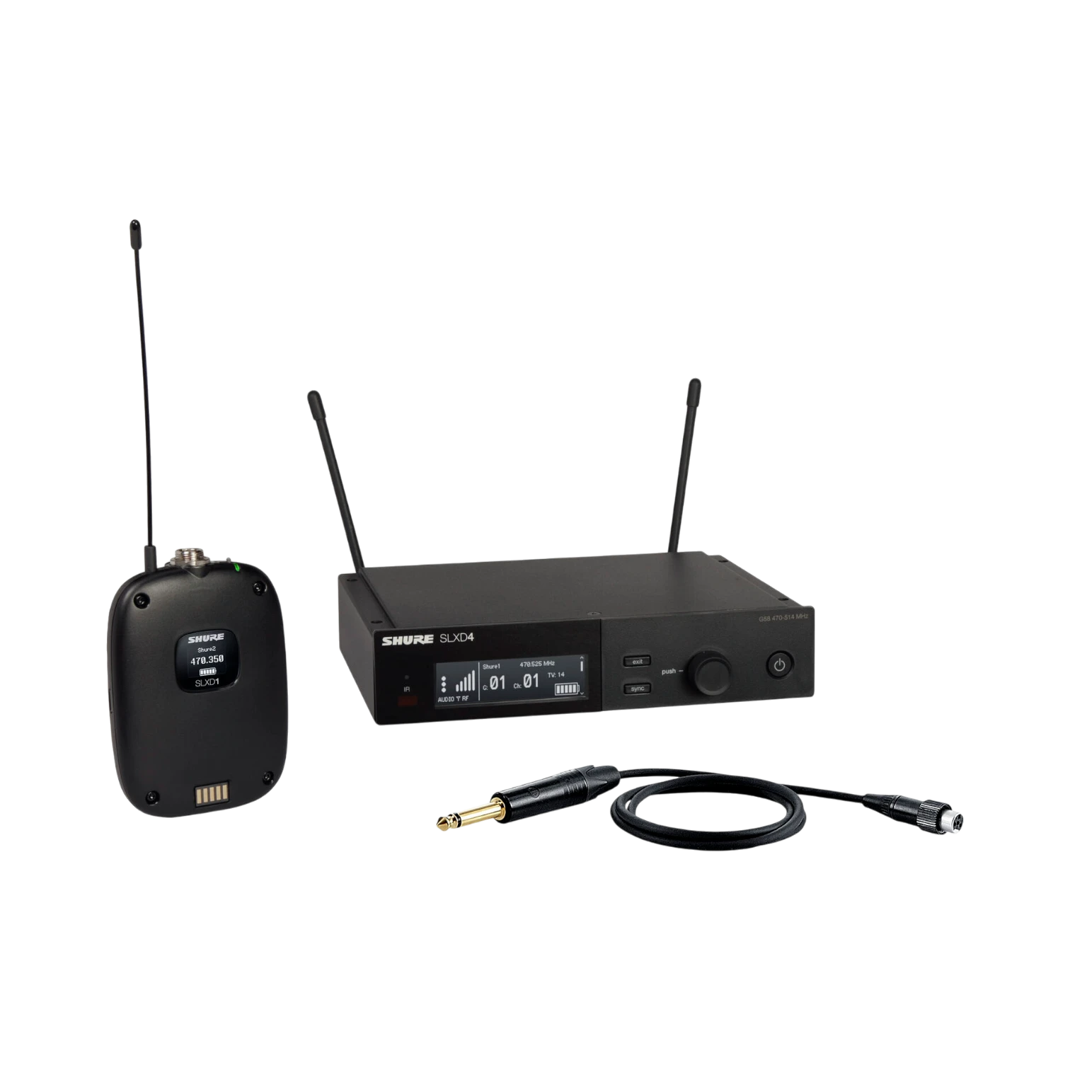 Shure SLXD14 Digital Wireless Guitar System (J52: 558 to 602 + 614 to 616 MHz) — Being Shipped