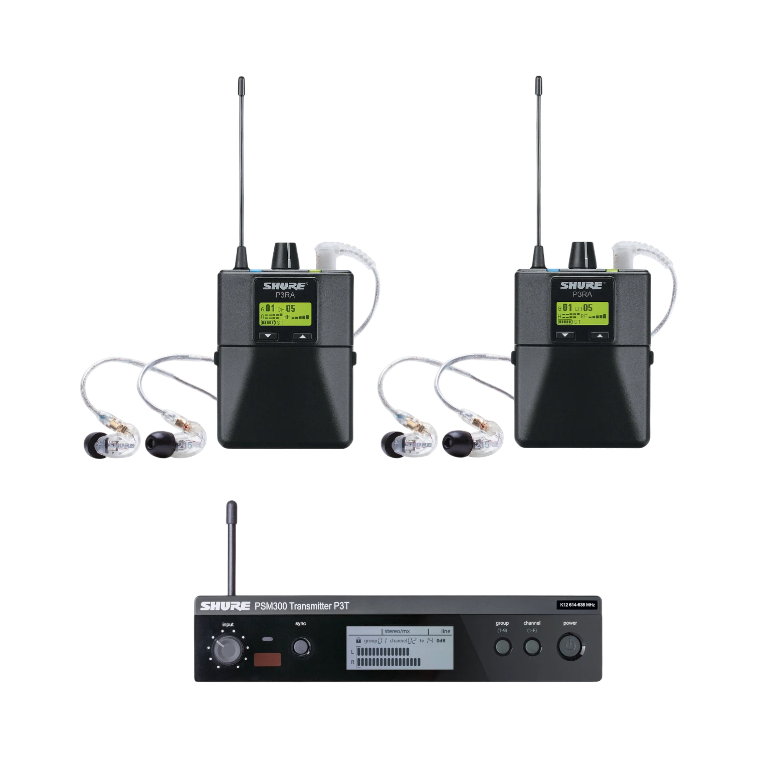 Shure PSM 300 Twin-Pack Pro Wireless In-Ear Monitor Kit (G20: 488 to 512 MHz) — Being Shipped