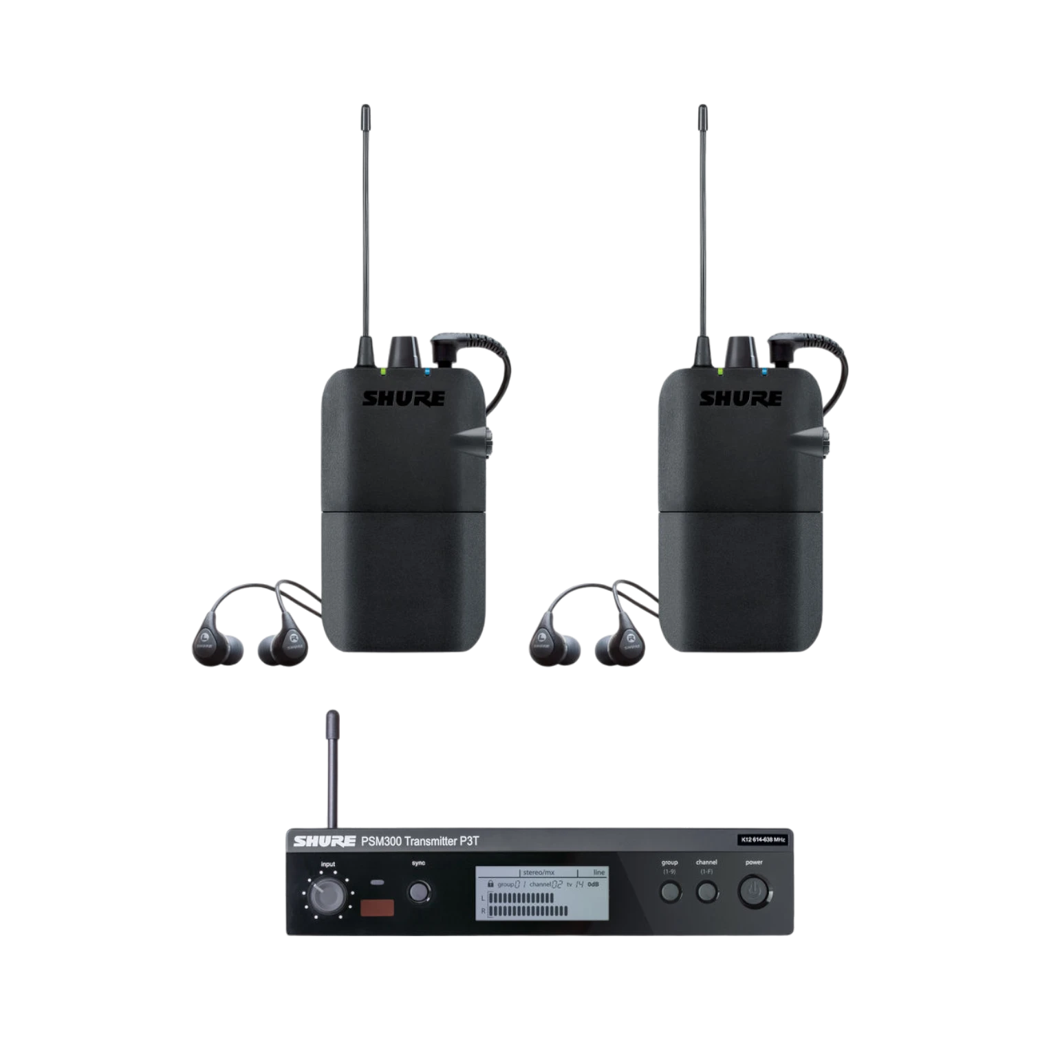 Shure PSM 300 Twin-Pack Wireless In-Ear Monitor Kit (G20: 488 to 512 MHz) — Being Shipped