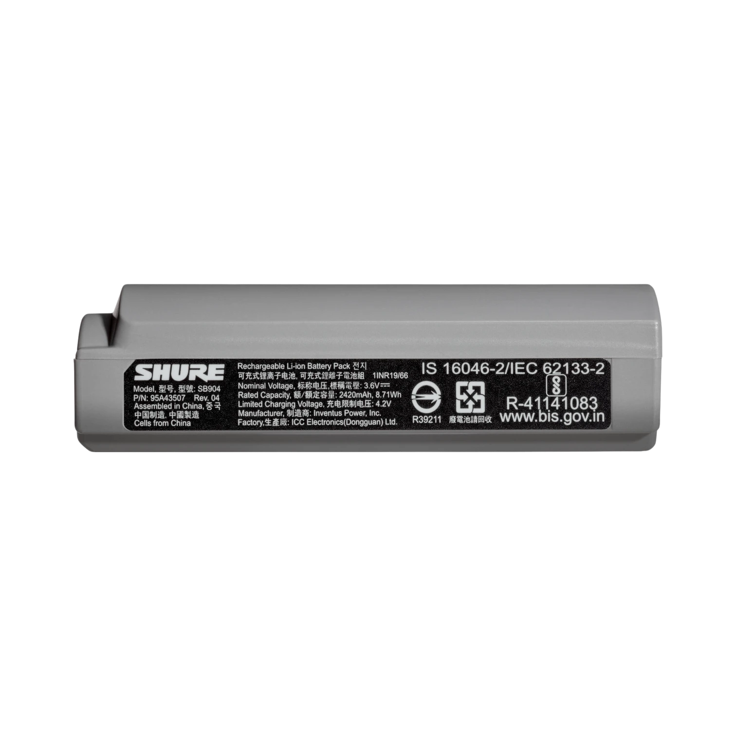 Shure SB904 Rechargeable Battery for GLX-D+ Wireless Transmitters — Being Shipped