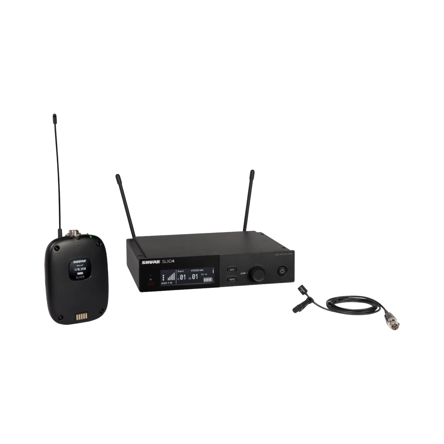 Shure SLXD14/93 Digital Wireless Omni Lavalier Microphone System (G58: 470 to 514 MHz) — Being Shipped