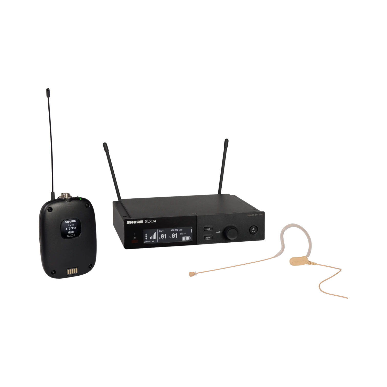 Shure SLXD14/153T Digital Wireless Omni Earset Microphone System (H55: 514 to 558 MHz) — Being Shipped