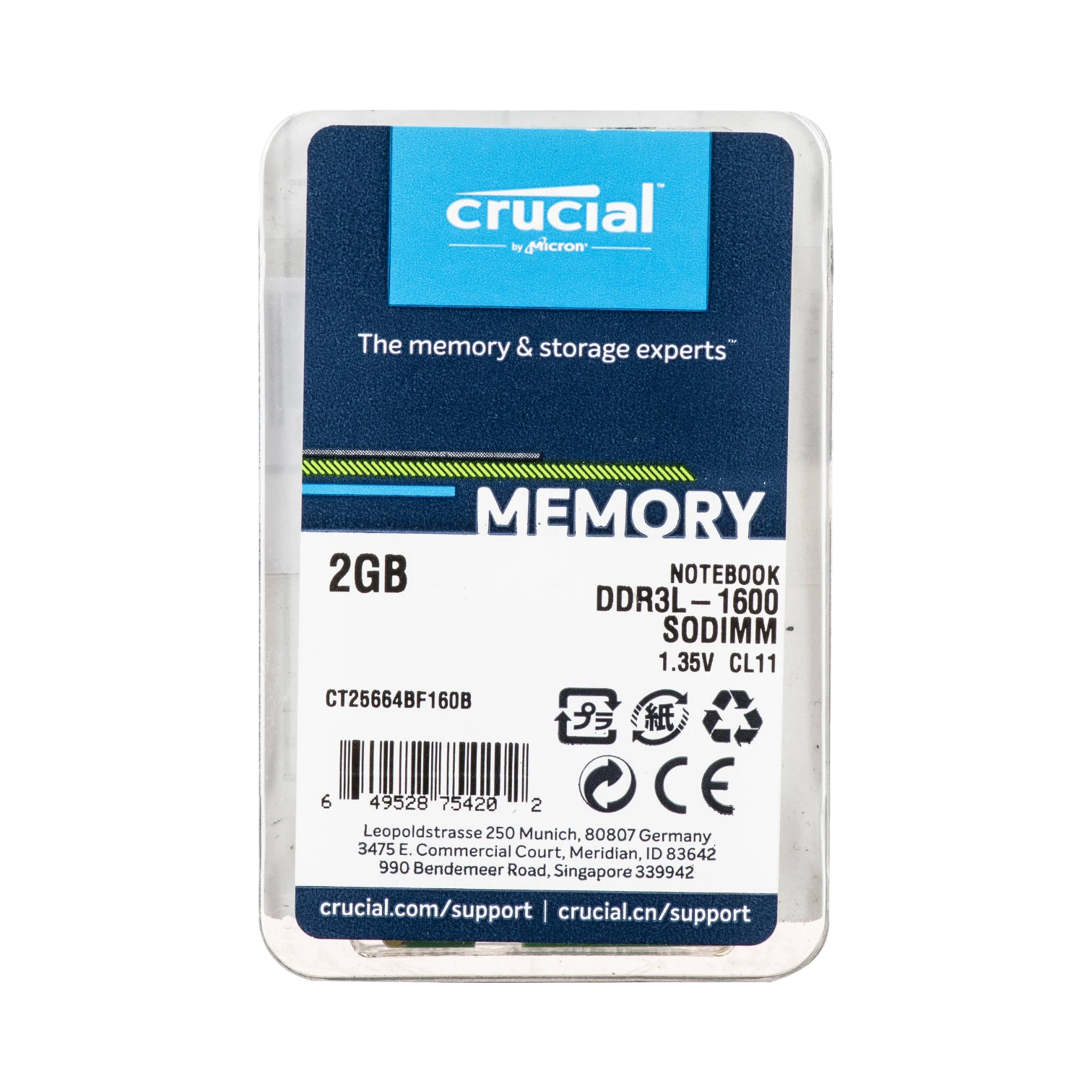 Crucial 2GB DDR3L 1600MHz SO-DIMM Laptop Memory Module — Being Shipped