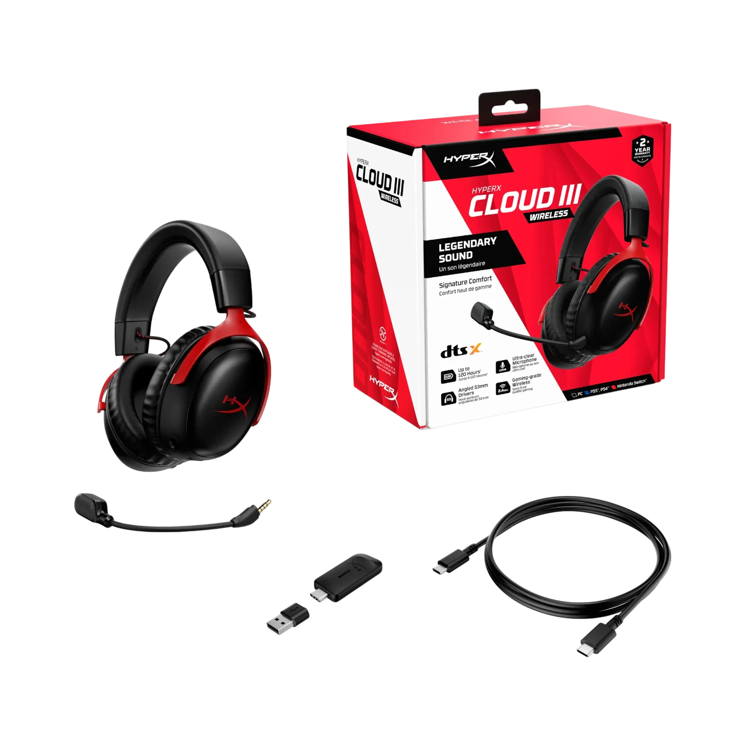 HyperX Cloud III Wireless Gaming Headset (Black/Red) — Being Shipped