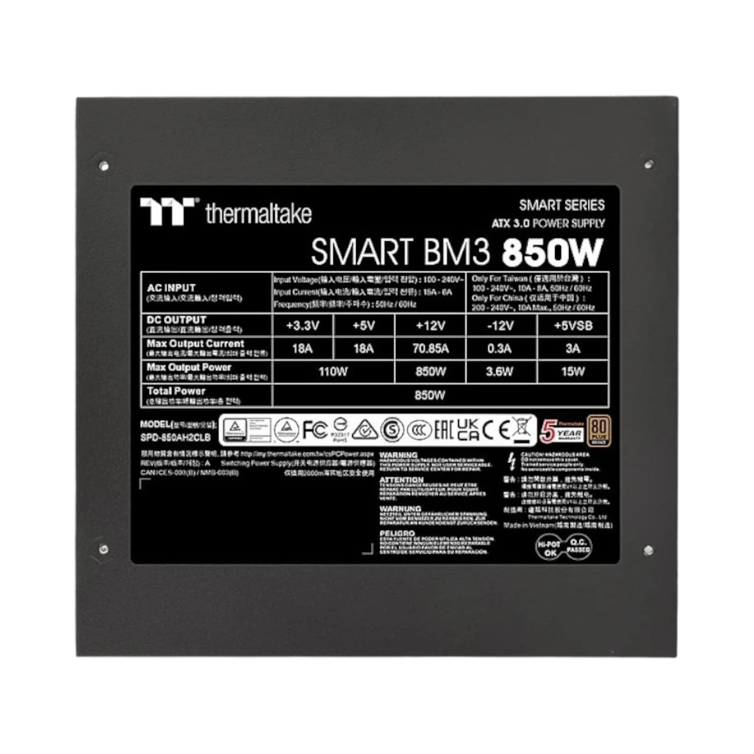 Thermaltake Smart BM3 850W 80 Plus Bronze Semi-Modular Power Supply — Being Shipped