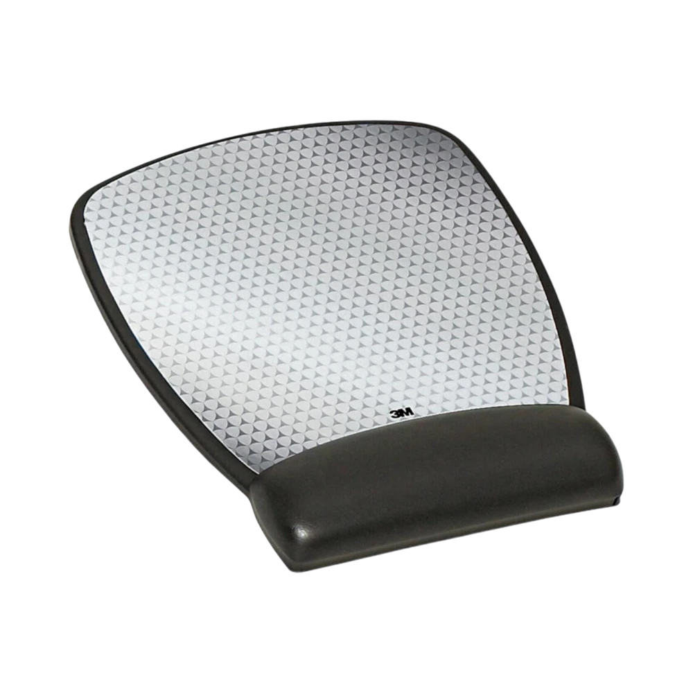 3M MW309LE Leatherette Gel Mouse Pad Wrist Rest (Black & Silver) — Being Shipped