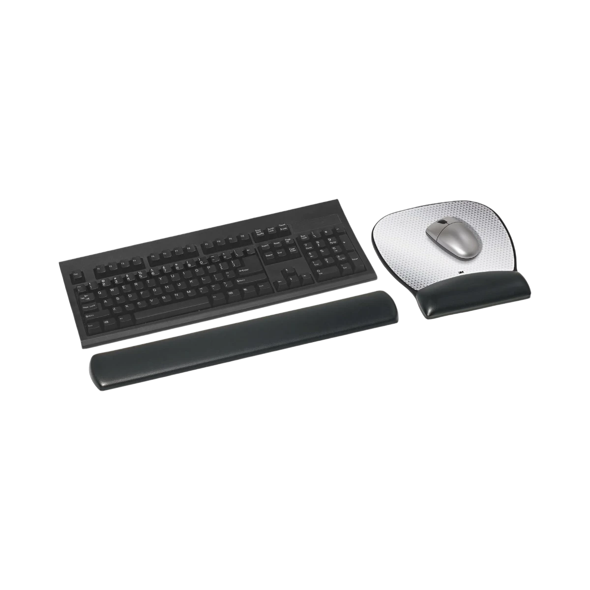 3M MW310LE Leatherette Large Gel Mouse Pad Wrist Rest (Black & Silver) — Being Shipped