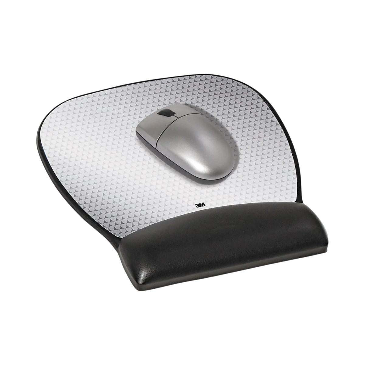 3M MW310LE Leatherette Large Gel Mouse Pad Wrist Rest (Black & Silver) — Being Shipped