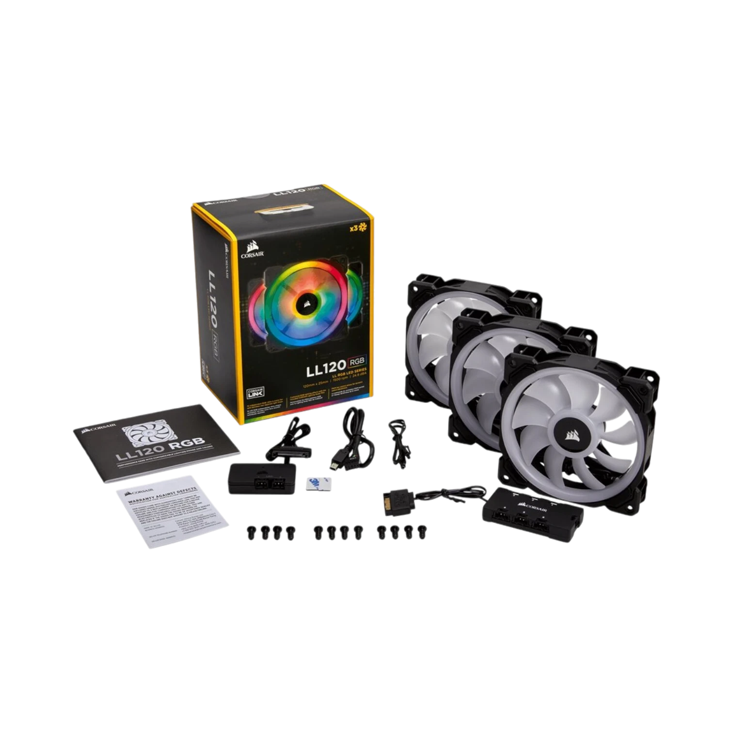 Corsair LL120 3-Pack RGB 120mm Dual Light Loop RGB LED PWM Fan (Black) — Being Shipped