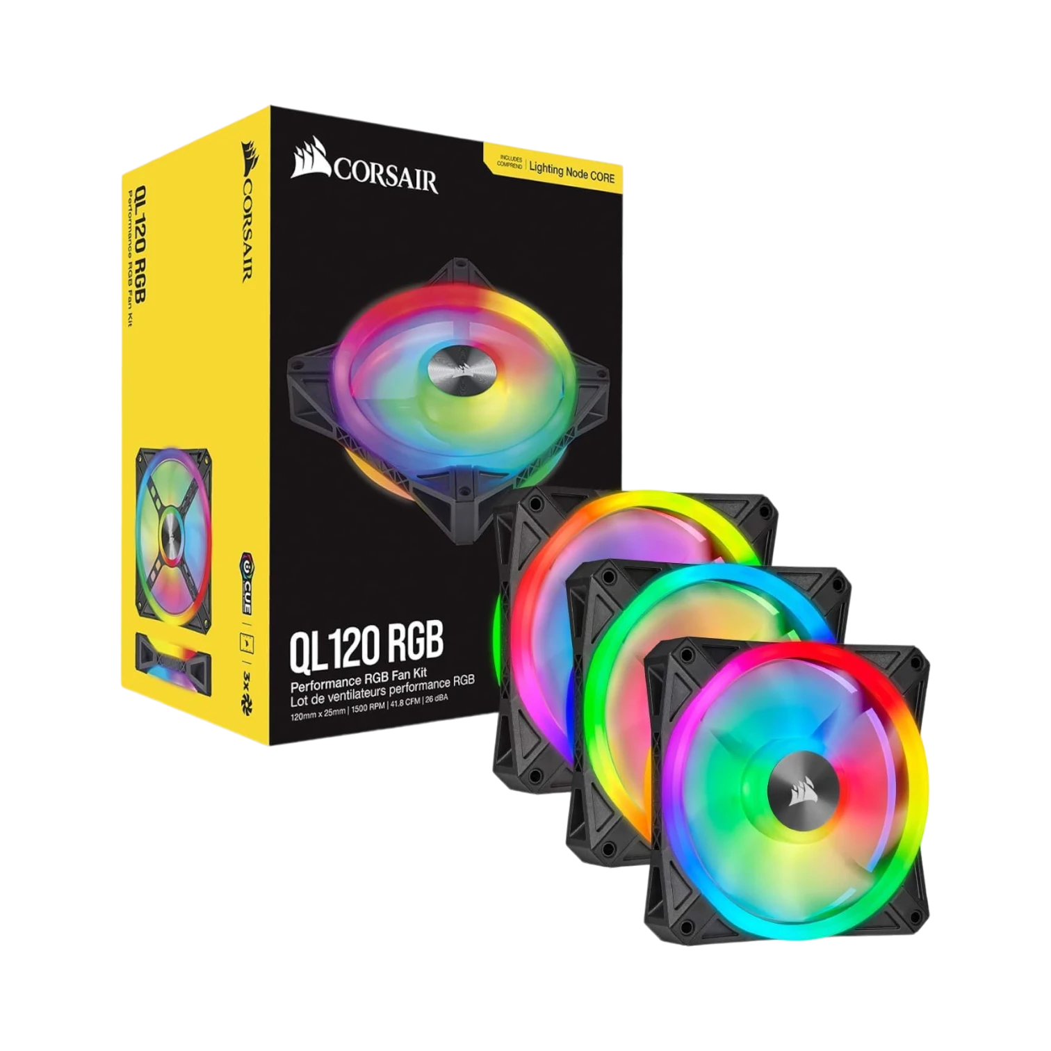 Corsair iCUE QL120 3-Pack RGB 120mm PWM Lighting Node CORE Fan (Black) — Being Shipped