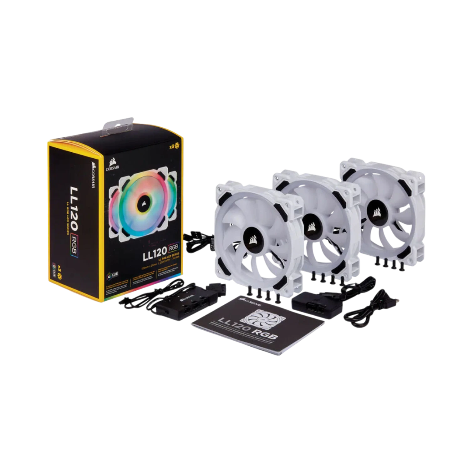 Corsair 120mm LL120 3-Pack RGB Dual Light Loop PWM Case Fan (White) — Being Shipped