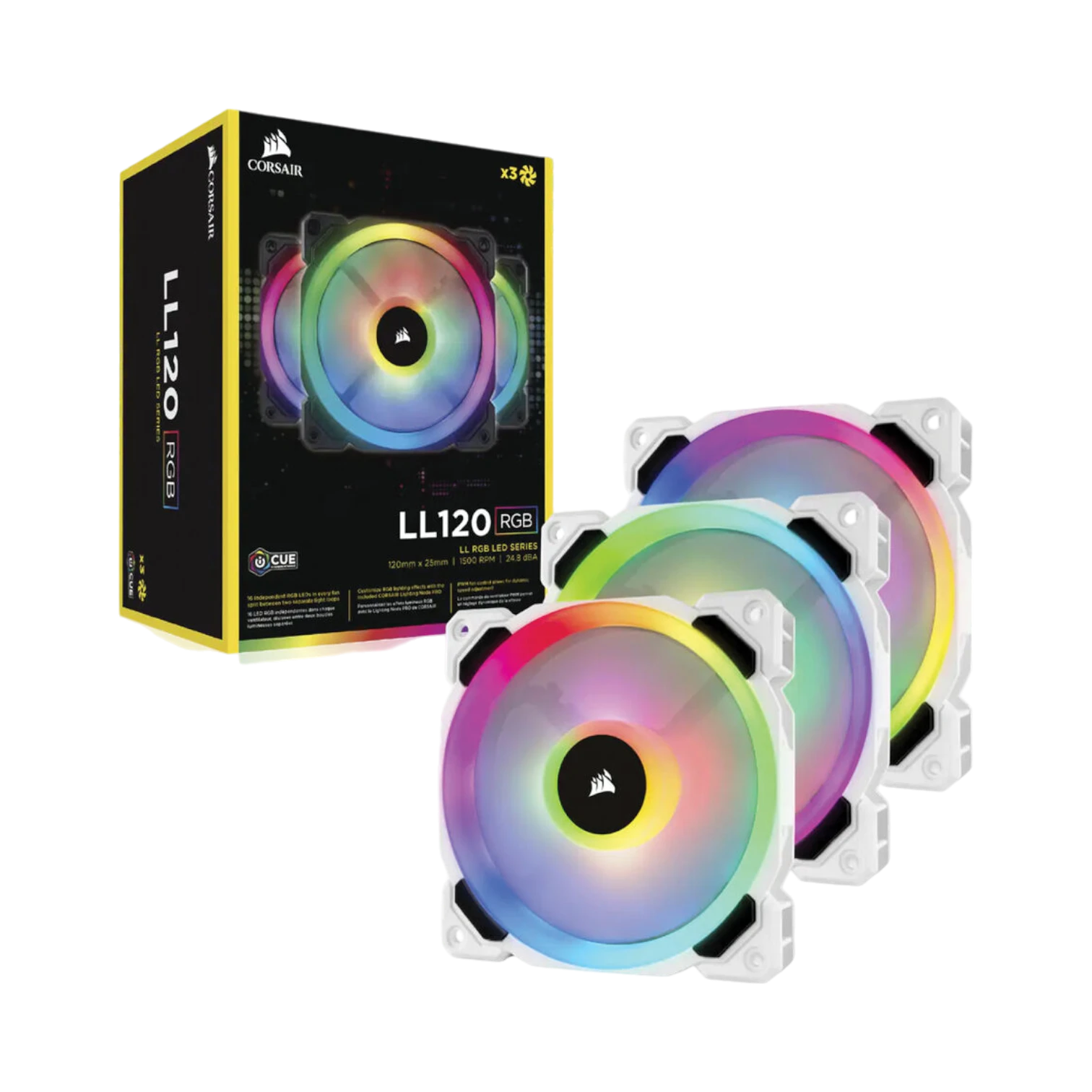 Corsair 120mm LL120 3-Pack RGB Dual Light Loop PWM Case Fan (White) — Being Shipped