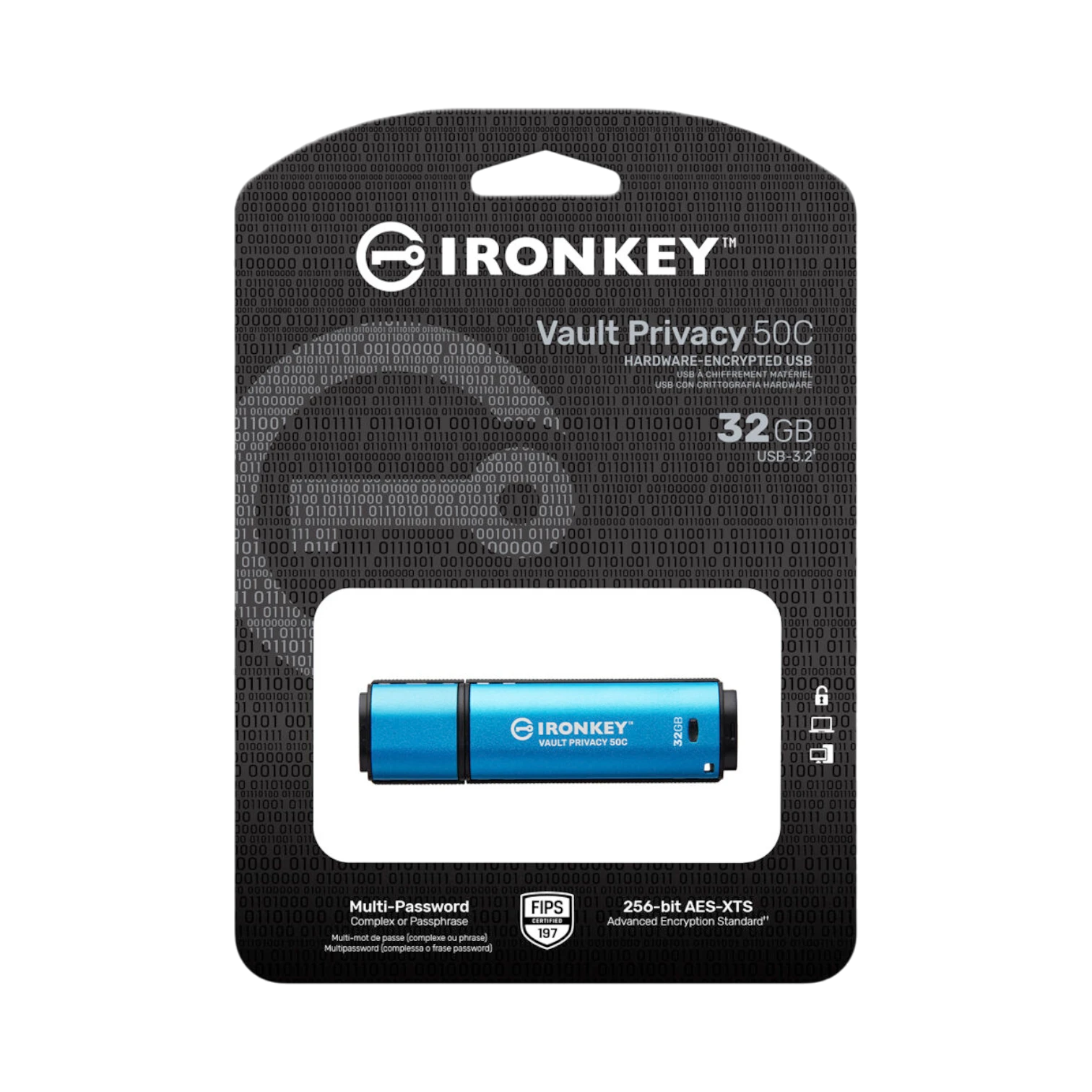 Kingston IronKey Vault Privacy 50 Series USB-C 32GB Flash Drive (Blue) — Being Shipped