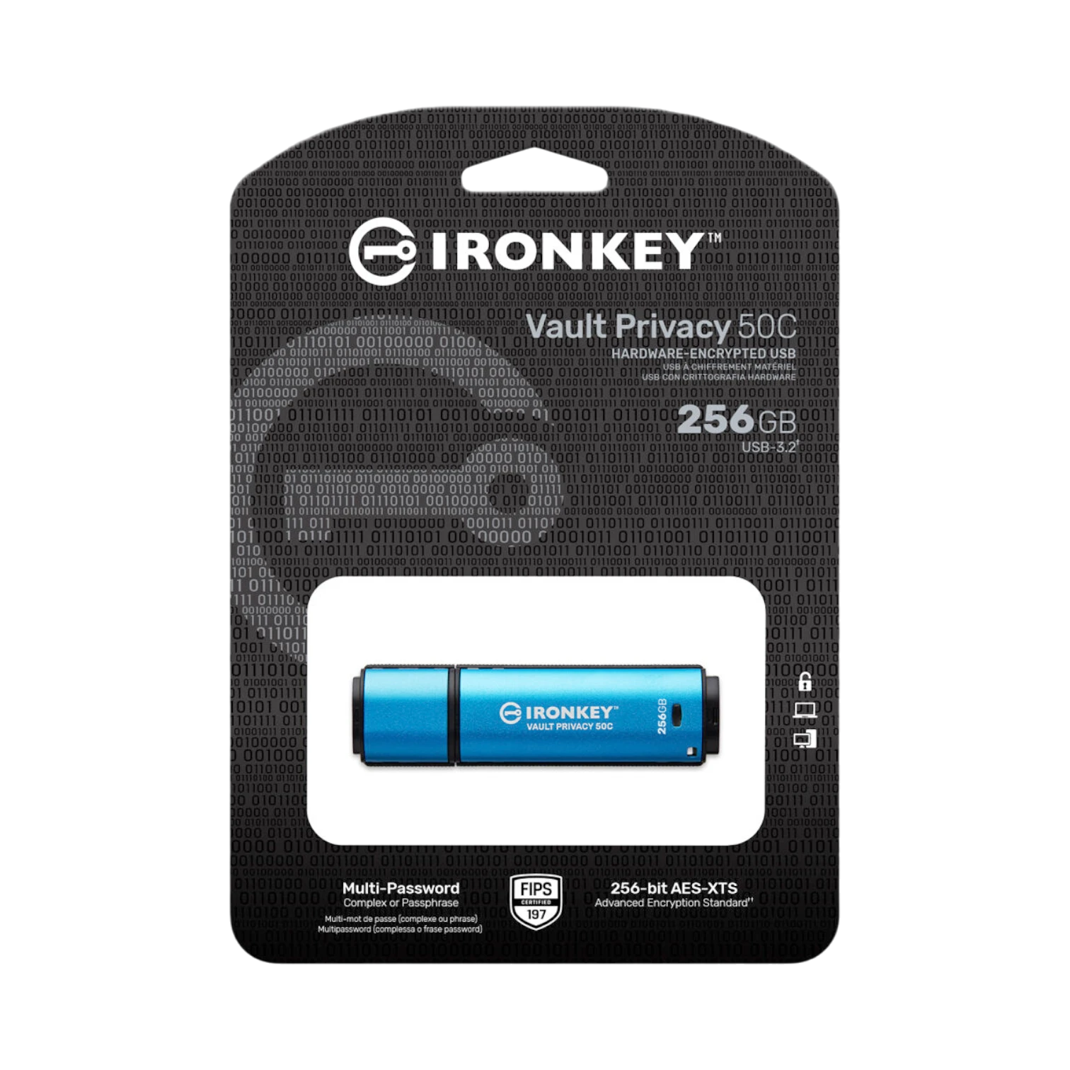 Kingston IronKey Vault Privacy 50 Series USB-C 256GB Flash Drive (Blue) — Being Shipped