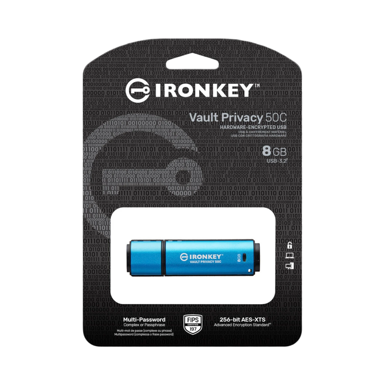 Kingston IronKey Vault Privacy 50 Series USB-C 8GB Flash Drive (Blue) — Being Shipped