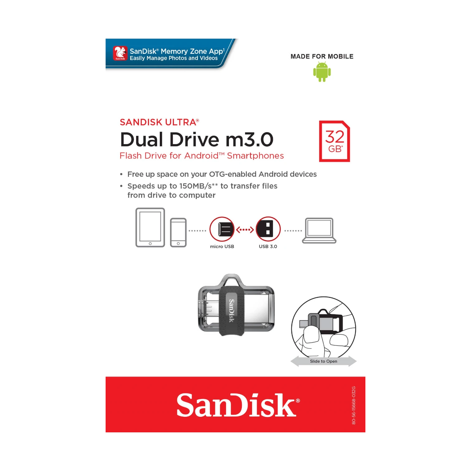 SanDisk Ultra Dual 32GB m3.0 USB 3.0/micro-USB Flash Drive — Being Shipped