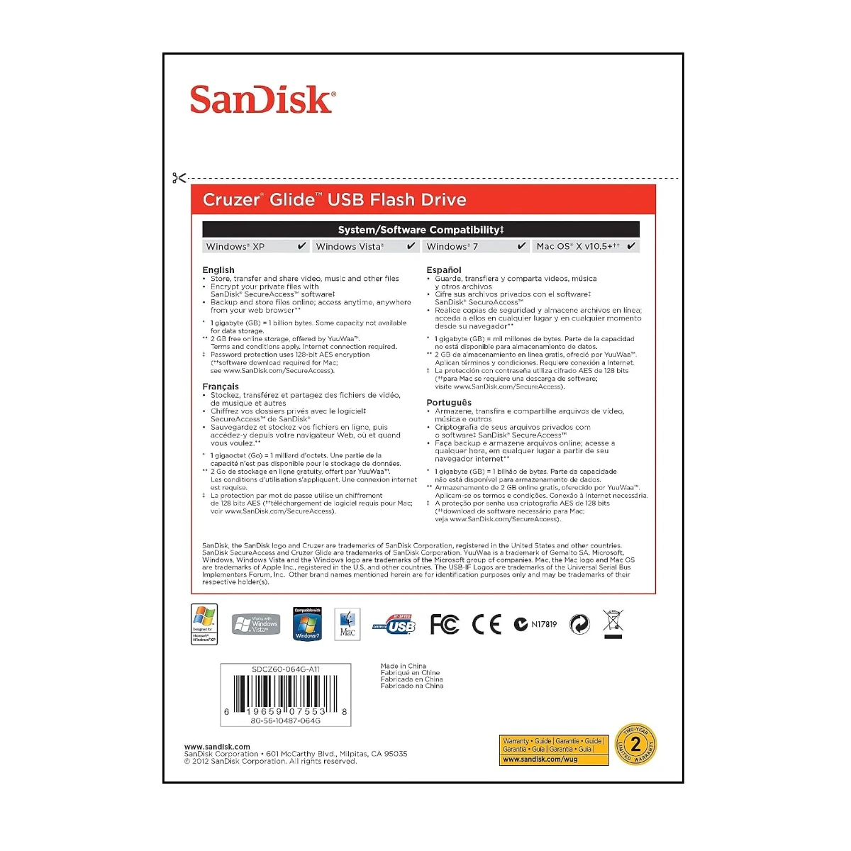 SanDisk Cruzer Glide 128GB USB 2.0 Flash Drive — Being Shipped