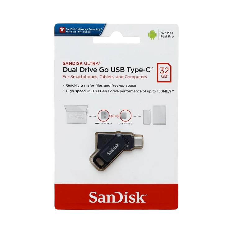 SanDisk Ultra Dual Drive Go 32GB 2-in-1 Flash Drive (Black) — Being Shipped