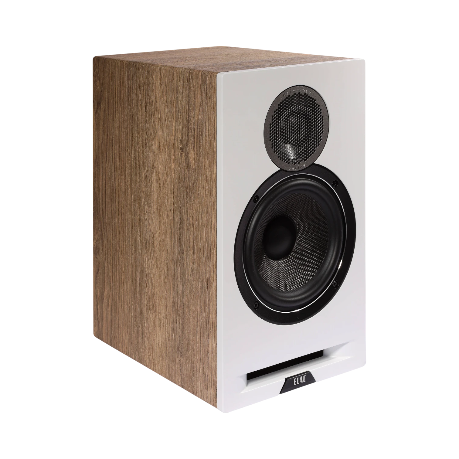 ELAC Debut Reference Two-Way Bookshelf Pair Speaker (White Baffle, Oak Cabinet) — Being Shipped