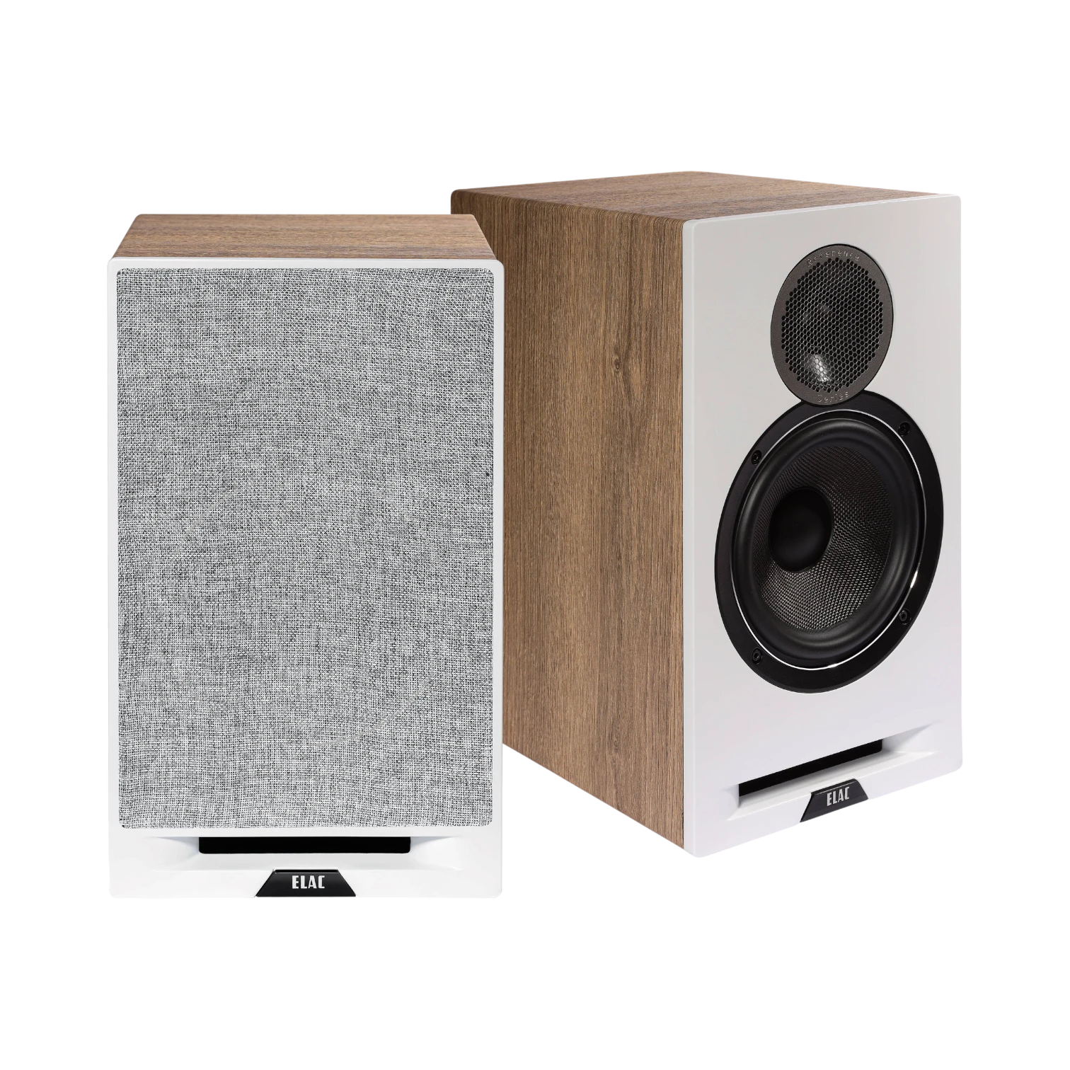 ELAC Debut Reference Two-Way Bookshelf Pair Speaker (White Baffle, Oak Cabinet) — Being Shipped